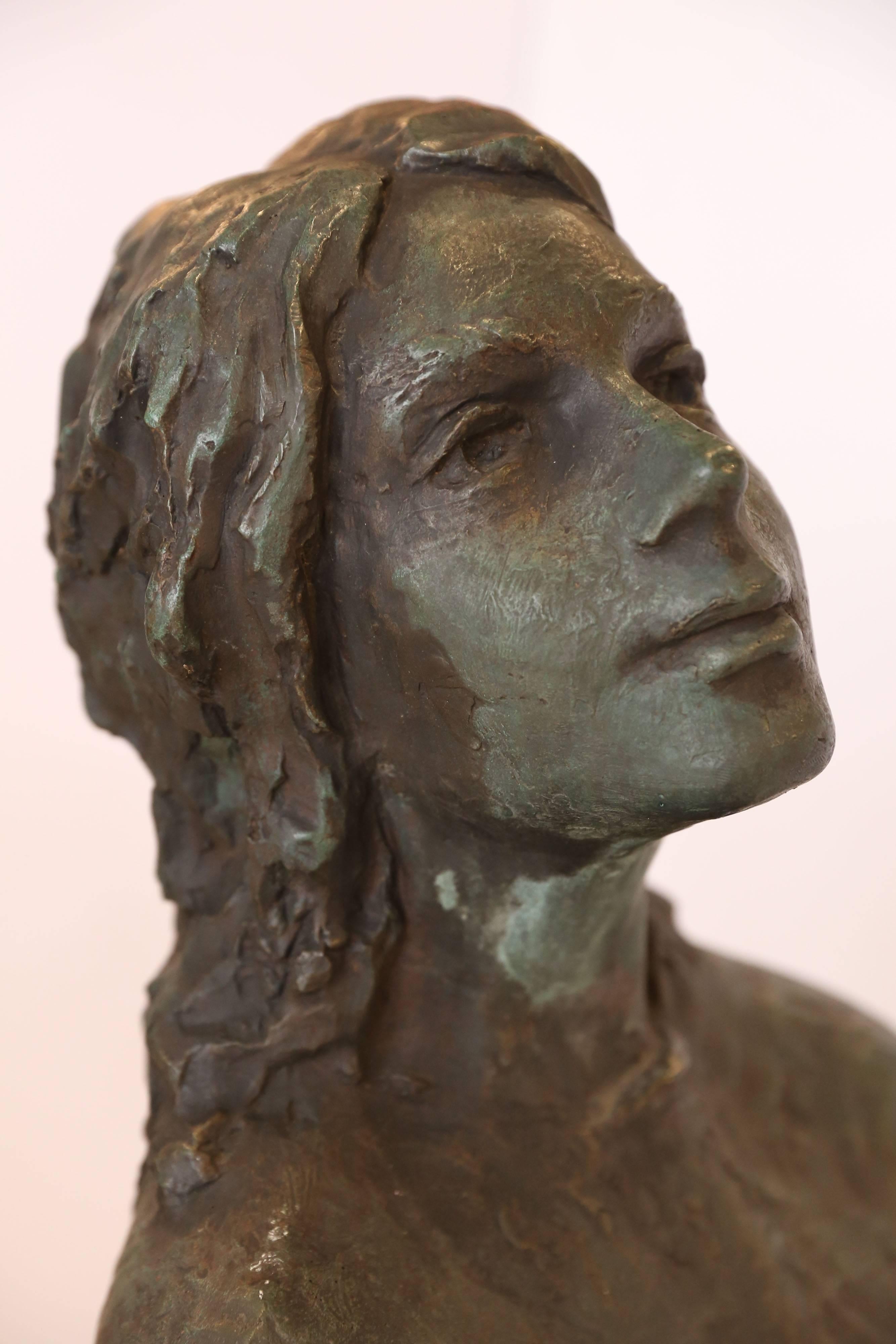 Mid-Century Modern G. Curti Bronze Statue of a Praying Woman