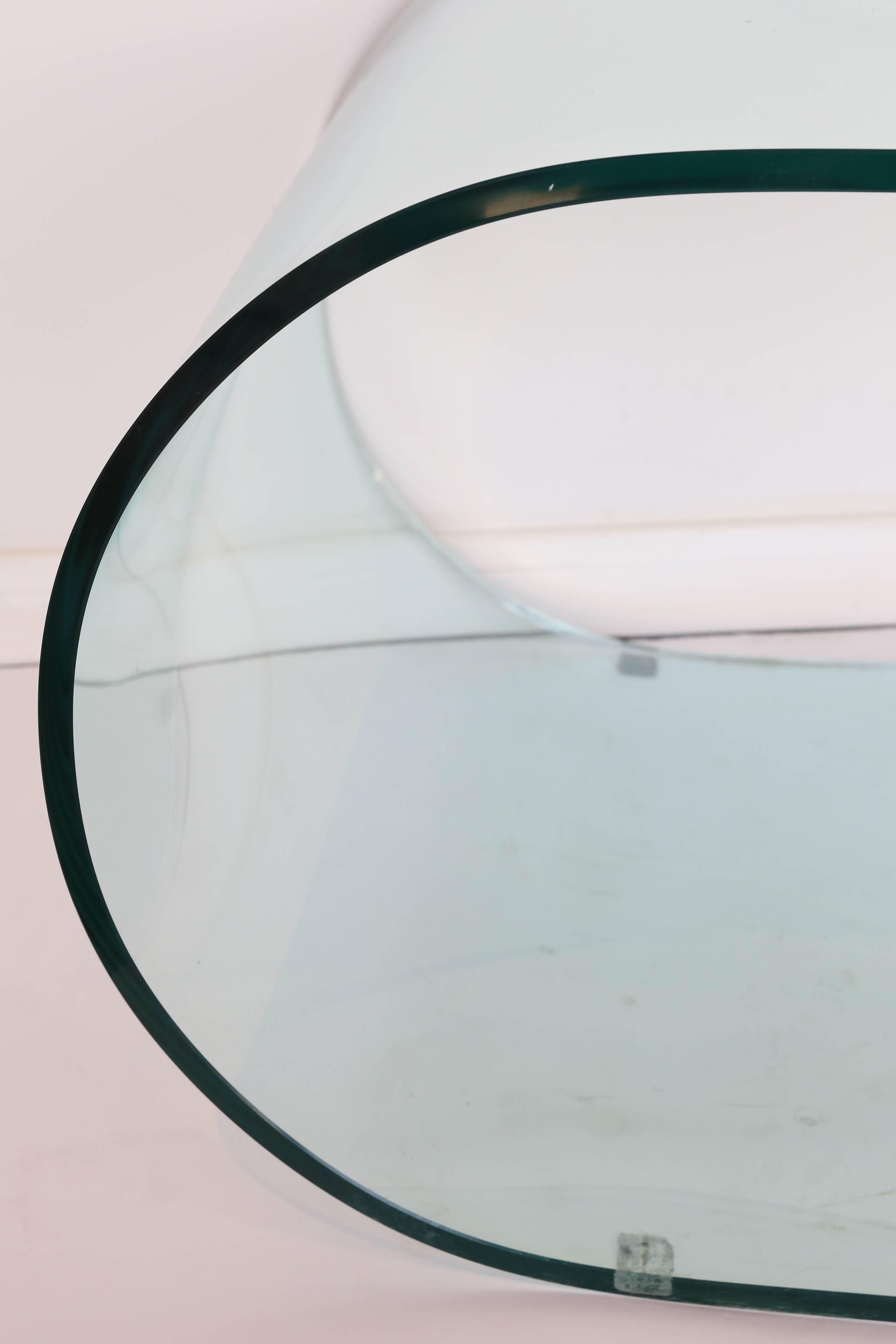curved glass side table