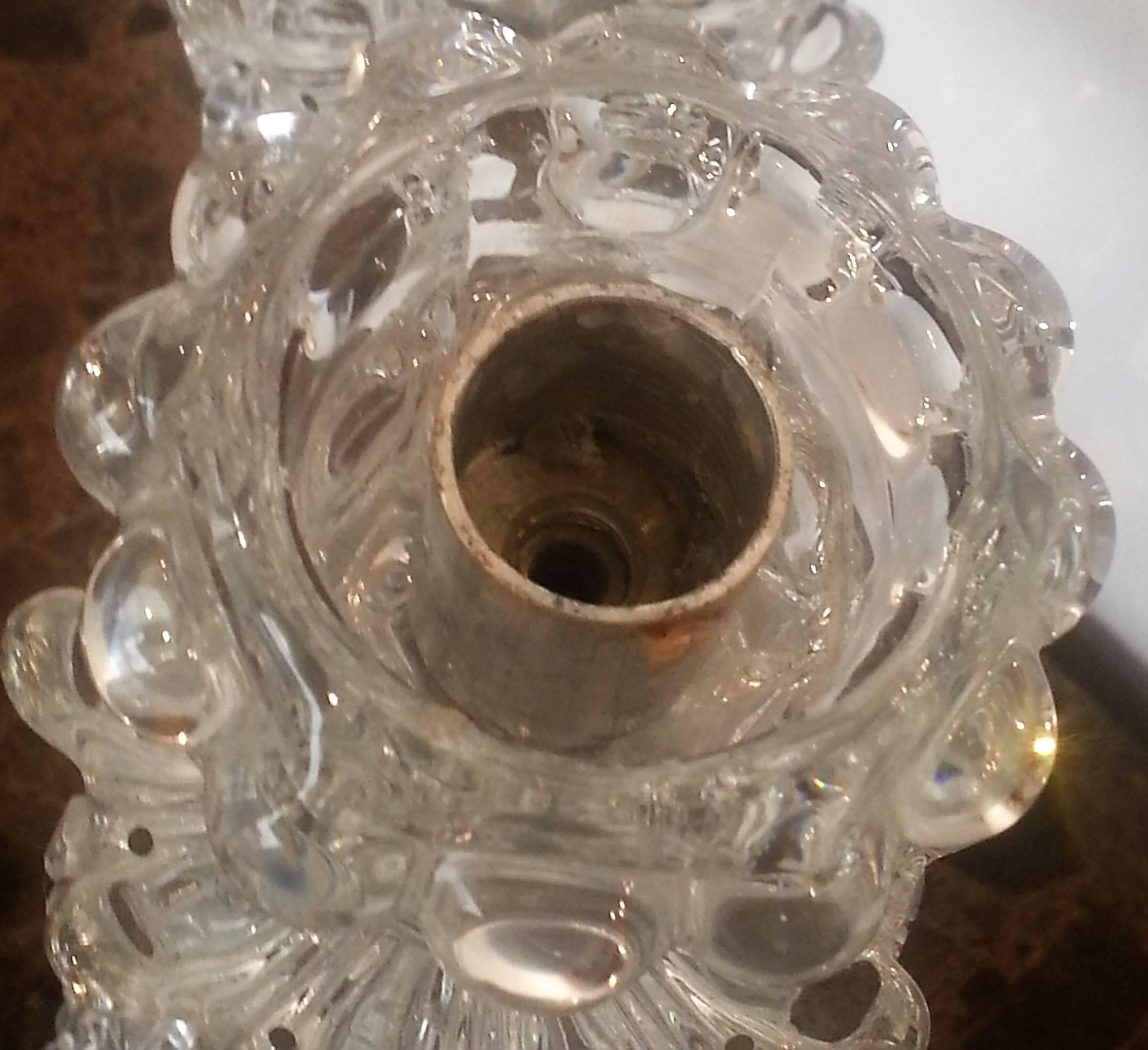 Crystal Pair of Medallion by Baccarat Candelabra