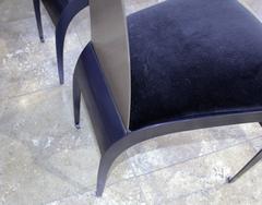 Mid-Century "Skinny" Stainless Steel, Metal and Velveteen Chairs