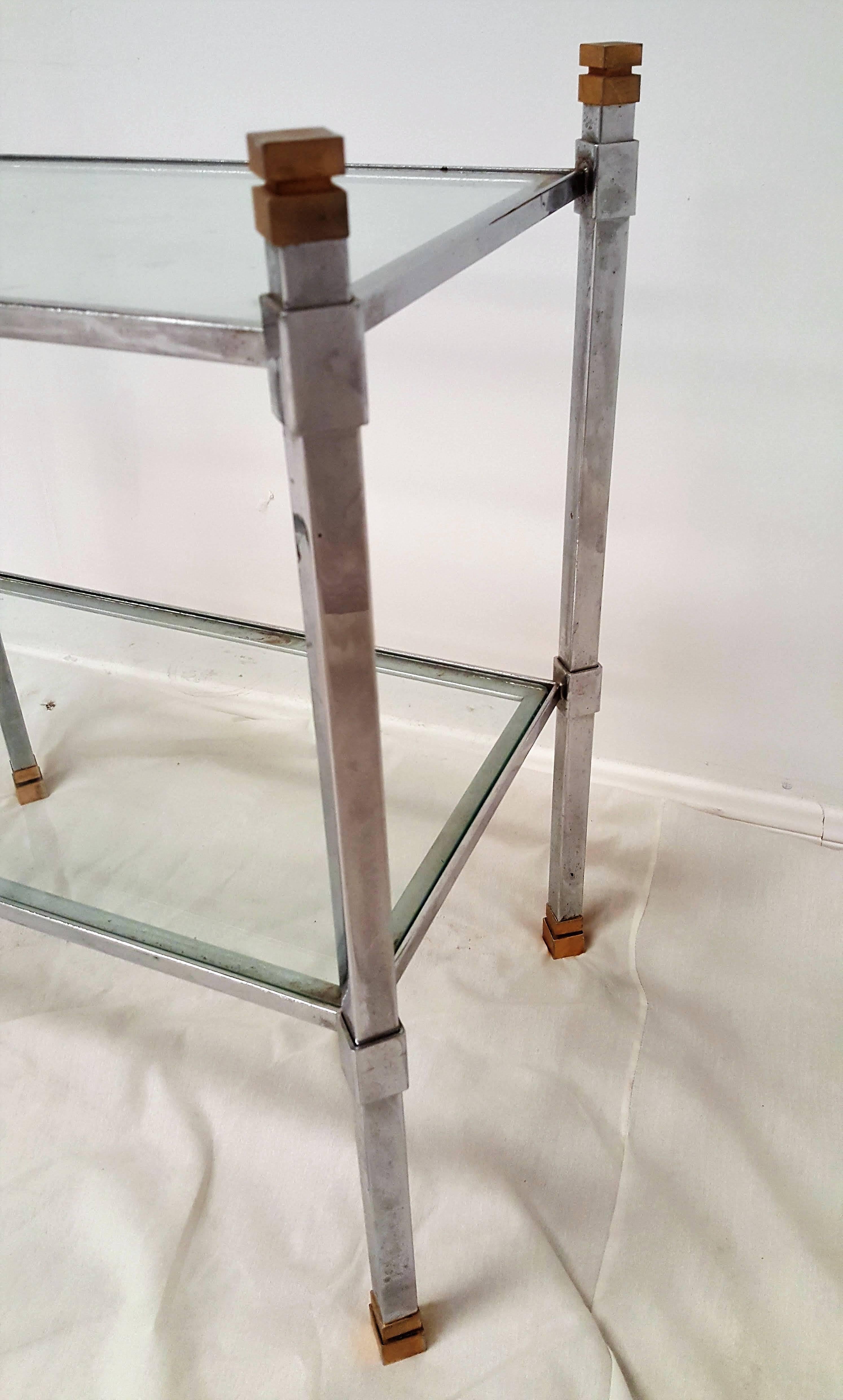 Polished Pair of Mid-Century Two-Tiered Accent Tables Attributed to Romeo Rega For Sale