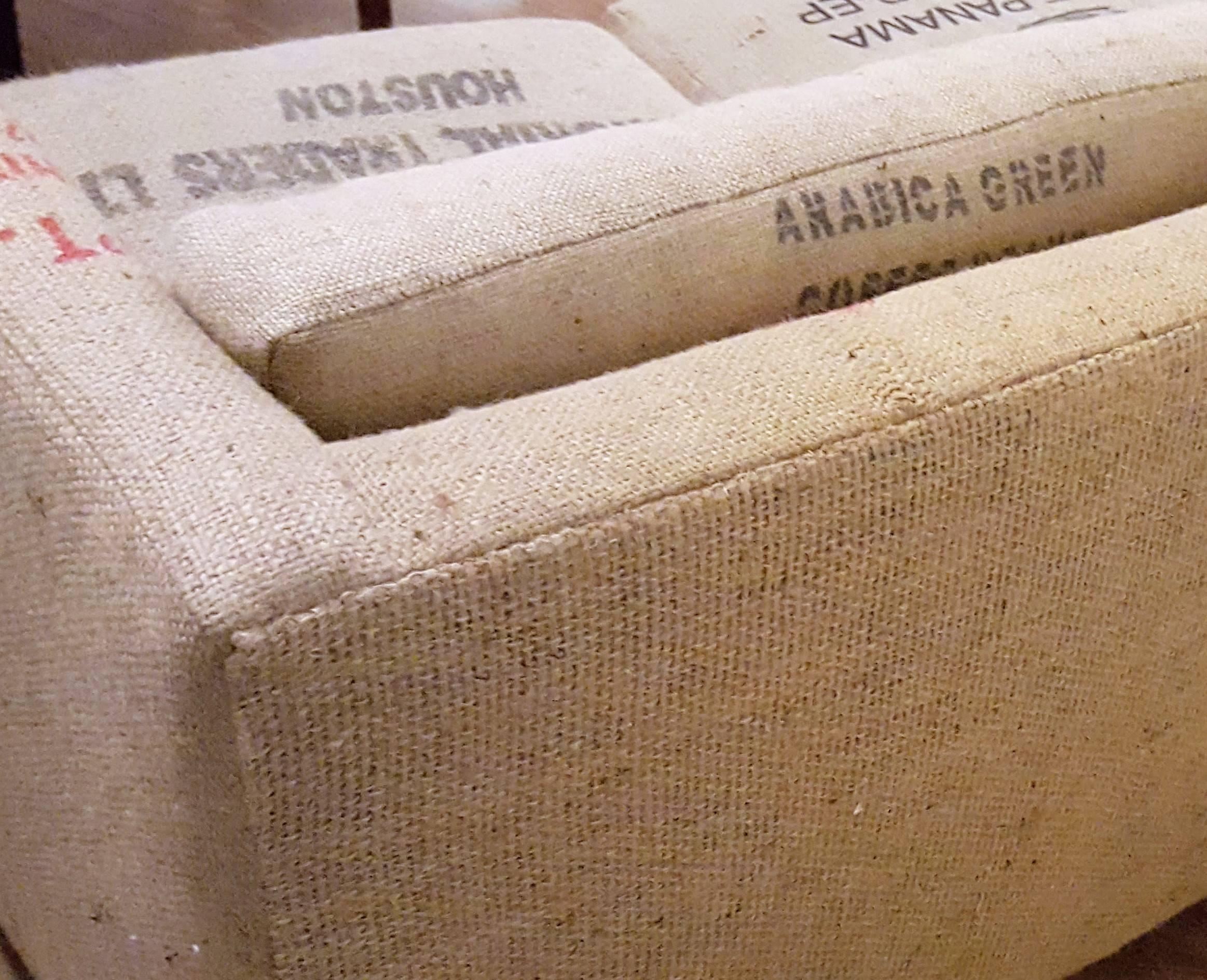 Dyed 20th Century Custom Burlap Bag Sofa in the Style of Milo Baughman