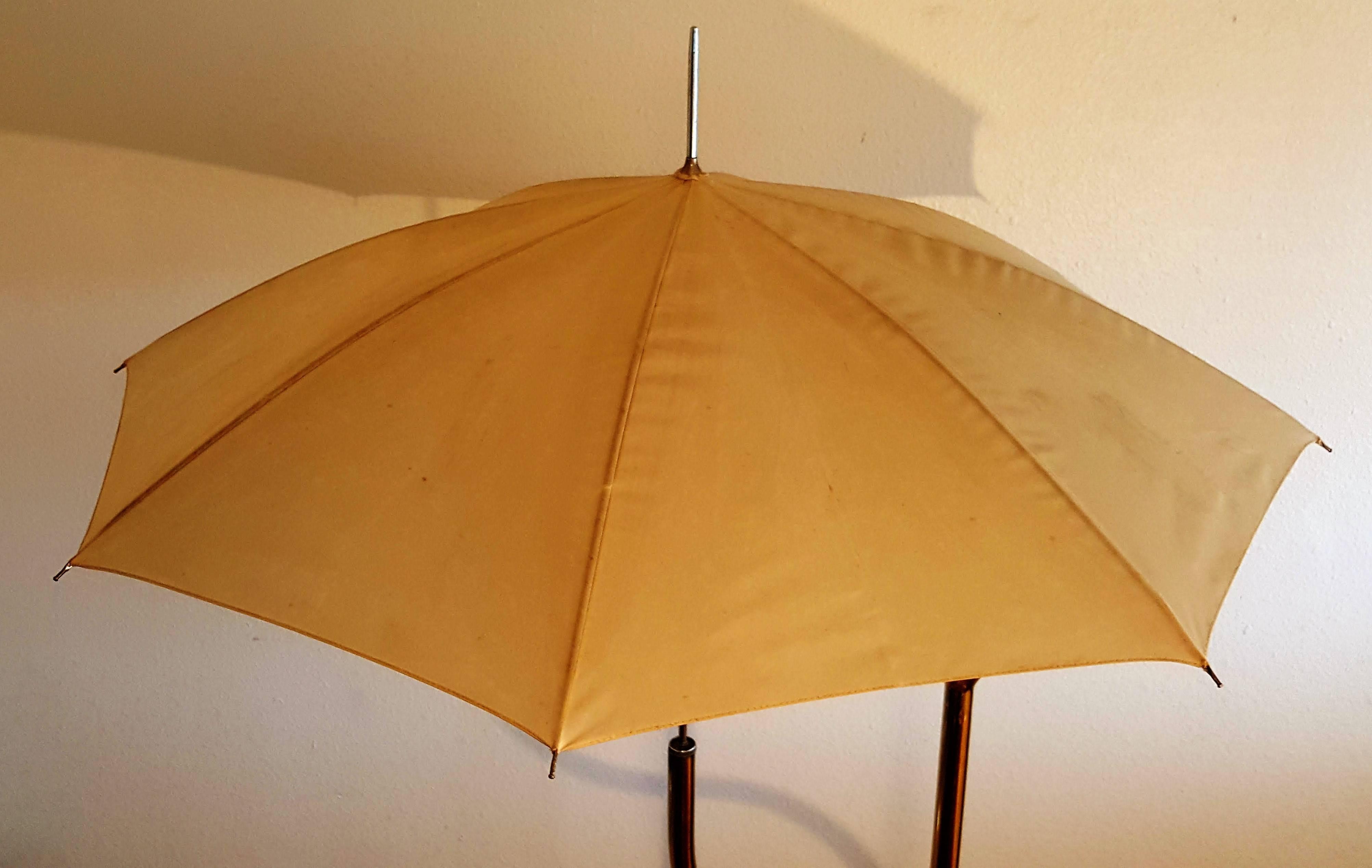 Mid-Century Modern Italian Mid-Century Brass Umbrella Floor Lamp For Sale