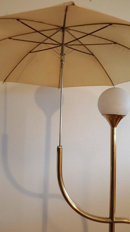 Italian Mid Century Brass Umbrella Floor Lamp