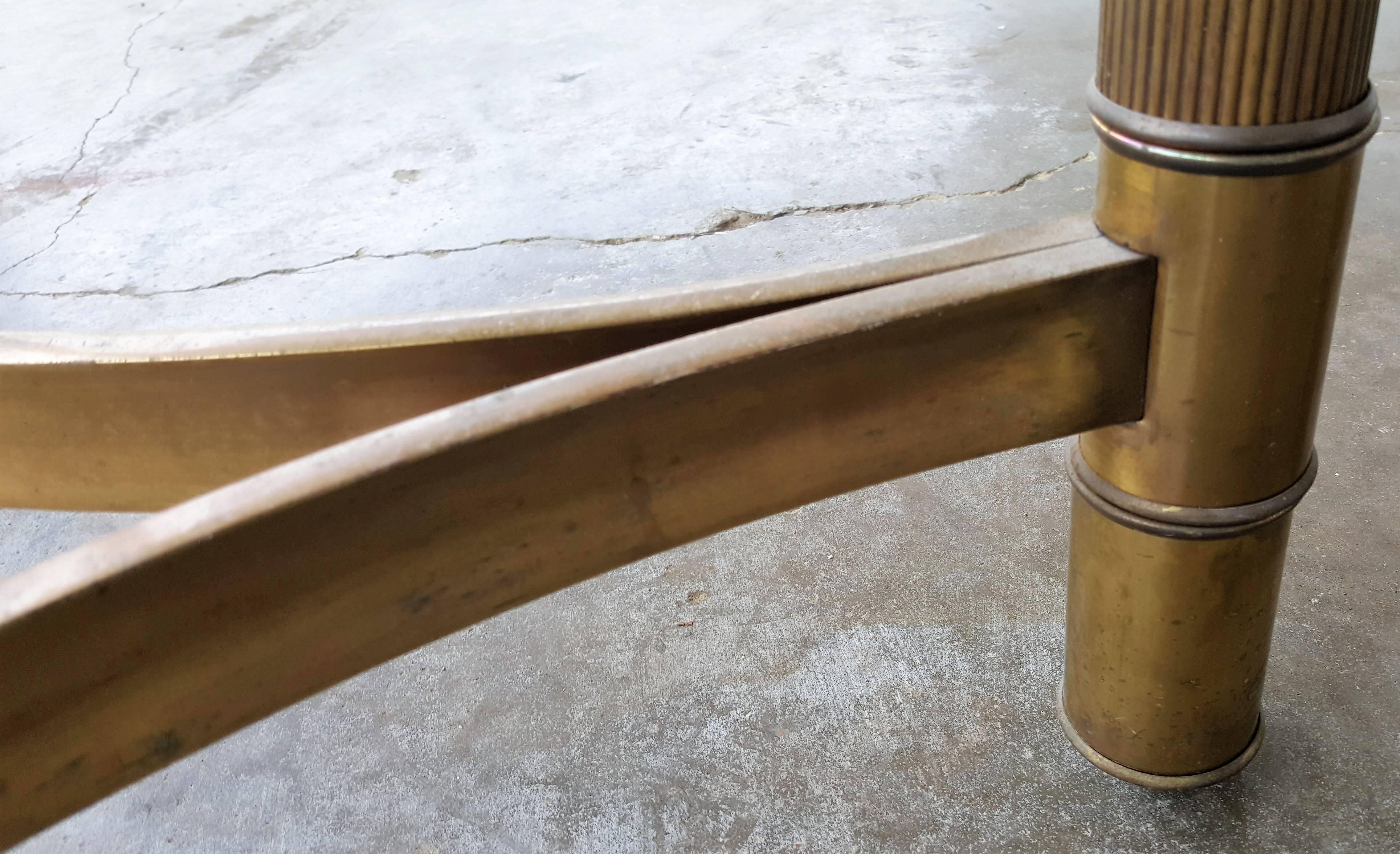 Mid-Century Modern Mastercraft 1960s Brass Triangular Table Bases For Sale