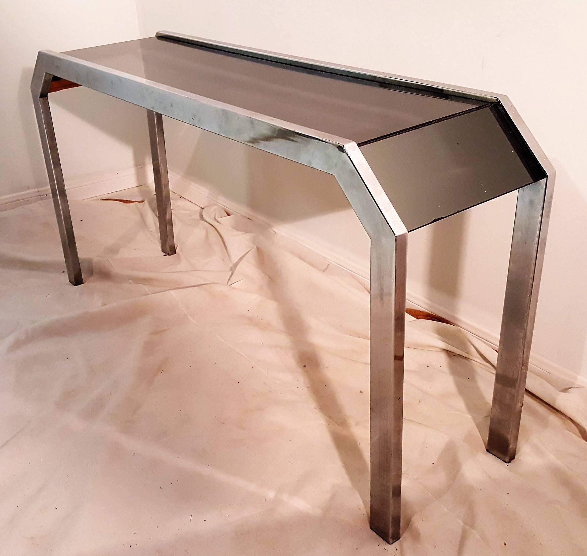 Mid-Century Modern Console or Desk Paired with Matching Bench, Attributed to Milo Baughman