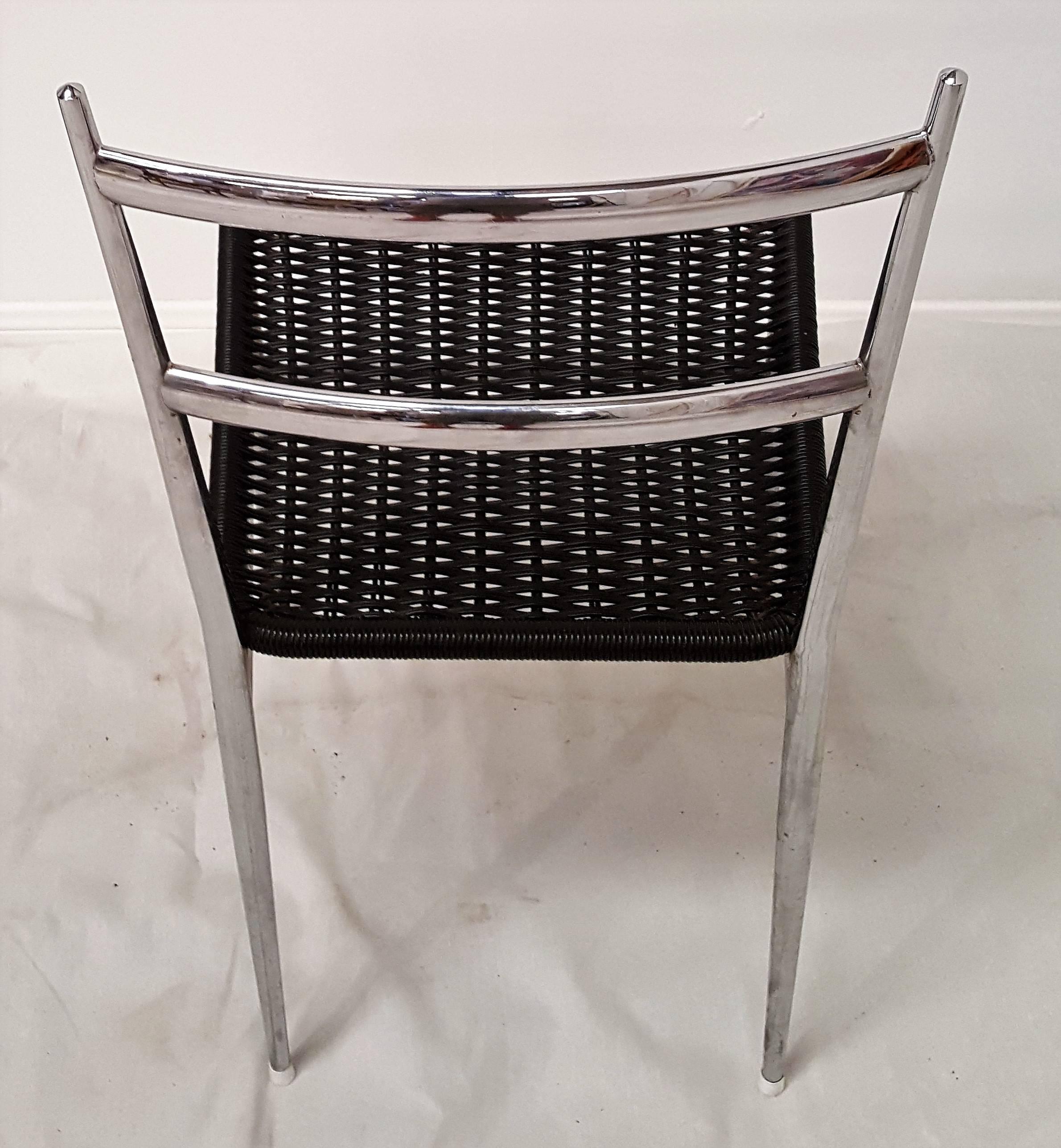 Mid-Century Modern Pair Leggera Chrome Chairs By Gio Ponti, Bijenkorf, 1960s