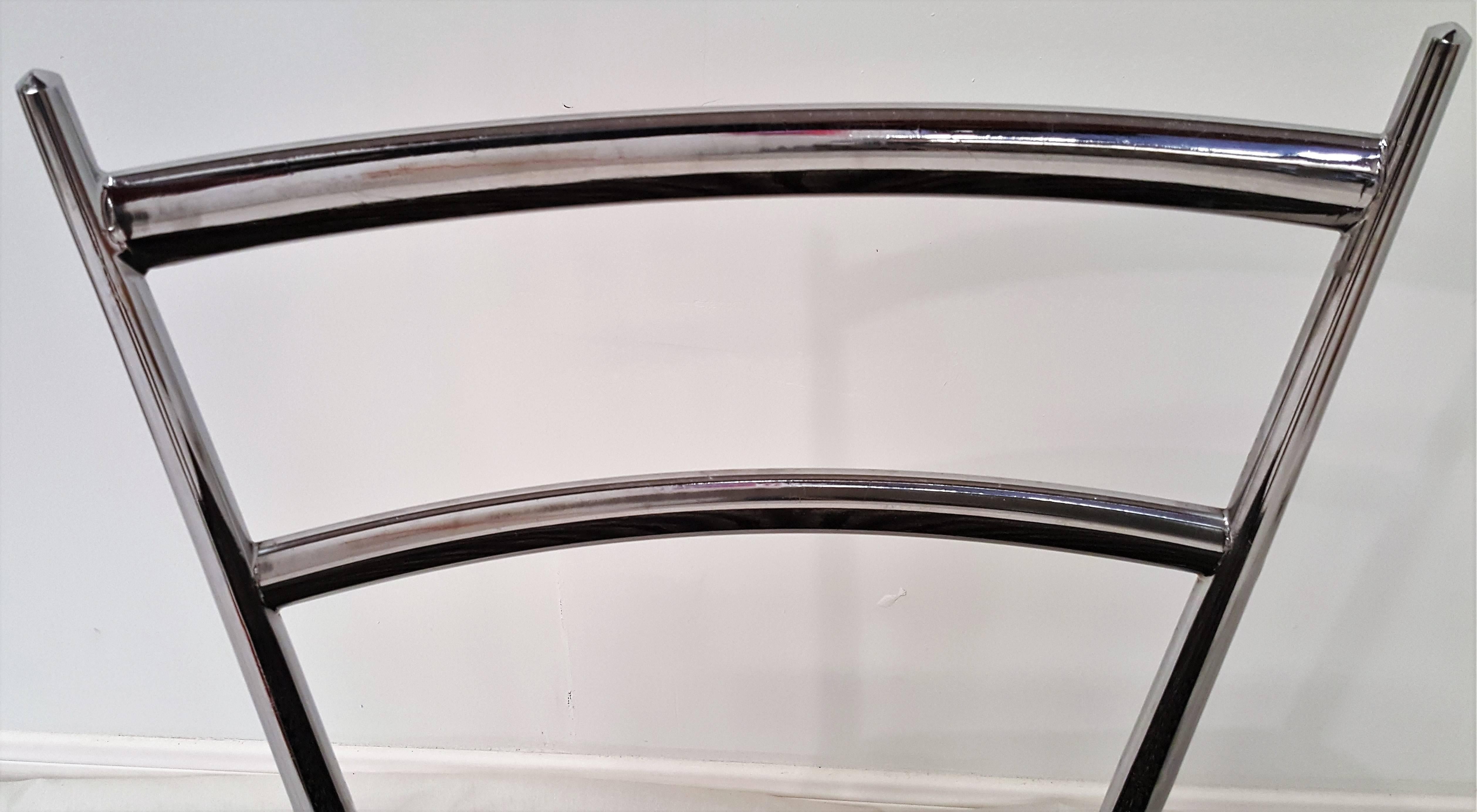 Italian Pair Leggera Chrome Chairs By Gio Ponti, Bijenkorf, 1960s