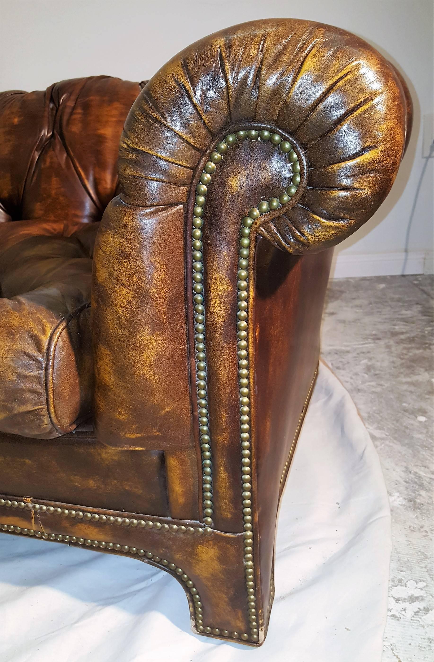 American Rare Ralph Morse Chesterfield Leather Sofa