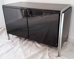 Pair of Stow Davis Lacquer and Chrome Side Table and or Cabinet