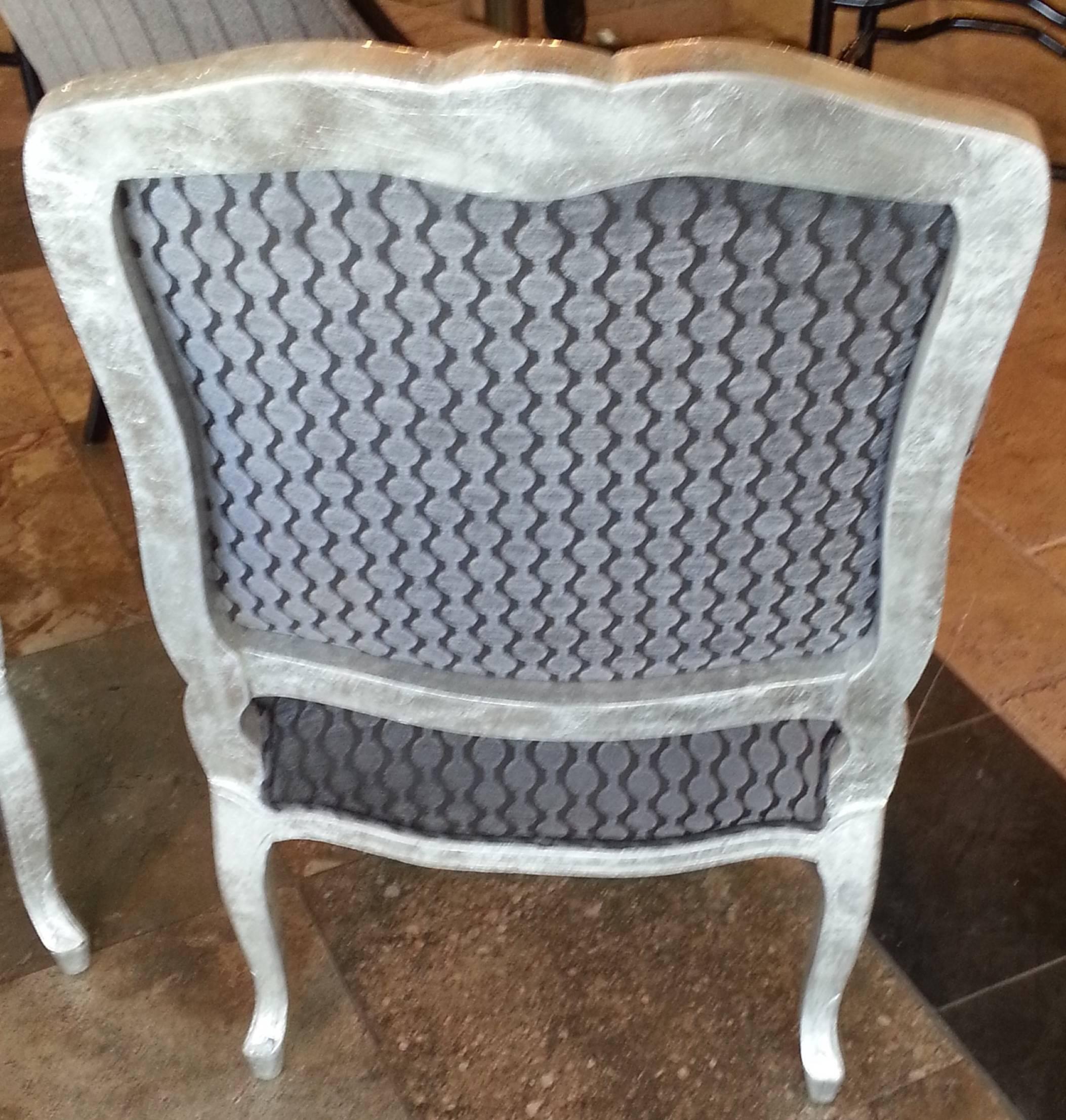 Painted Pair of French Styled Fauteuils Chairs For Sale