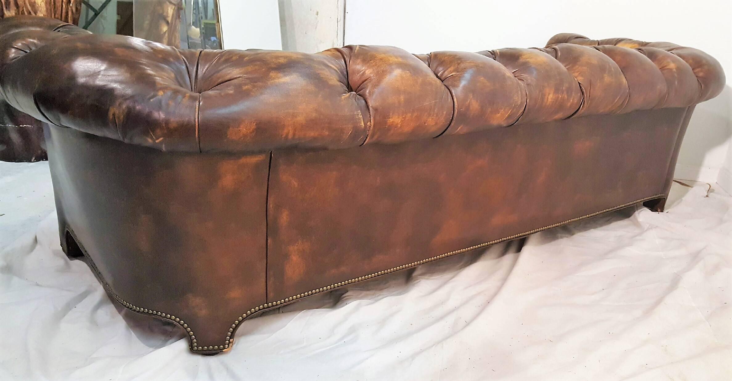 Metal Rare Ralph Morse Chesterfield Leather Sofa