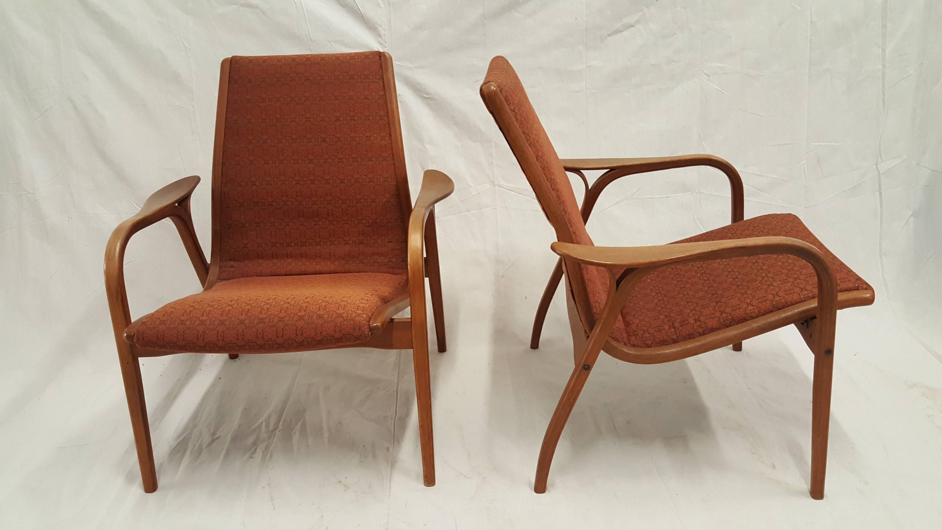 Pair of Yngve Ekstrom of Sweden Lounge Chairs For Sale 2
