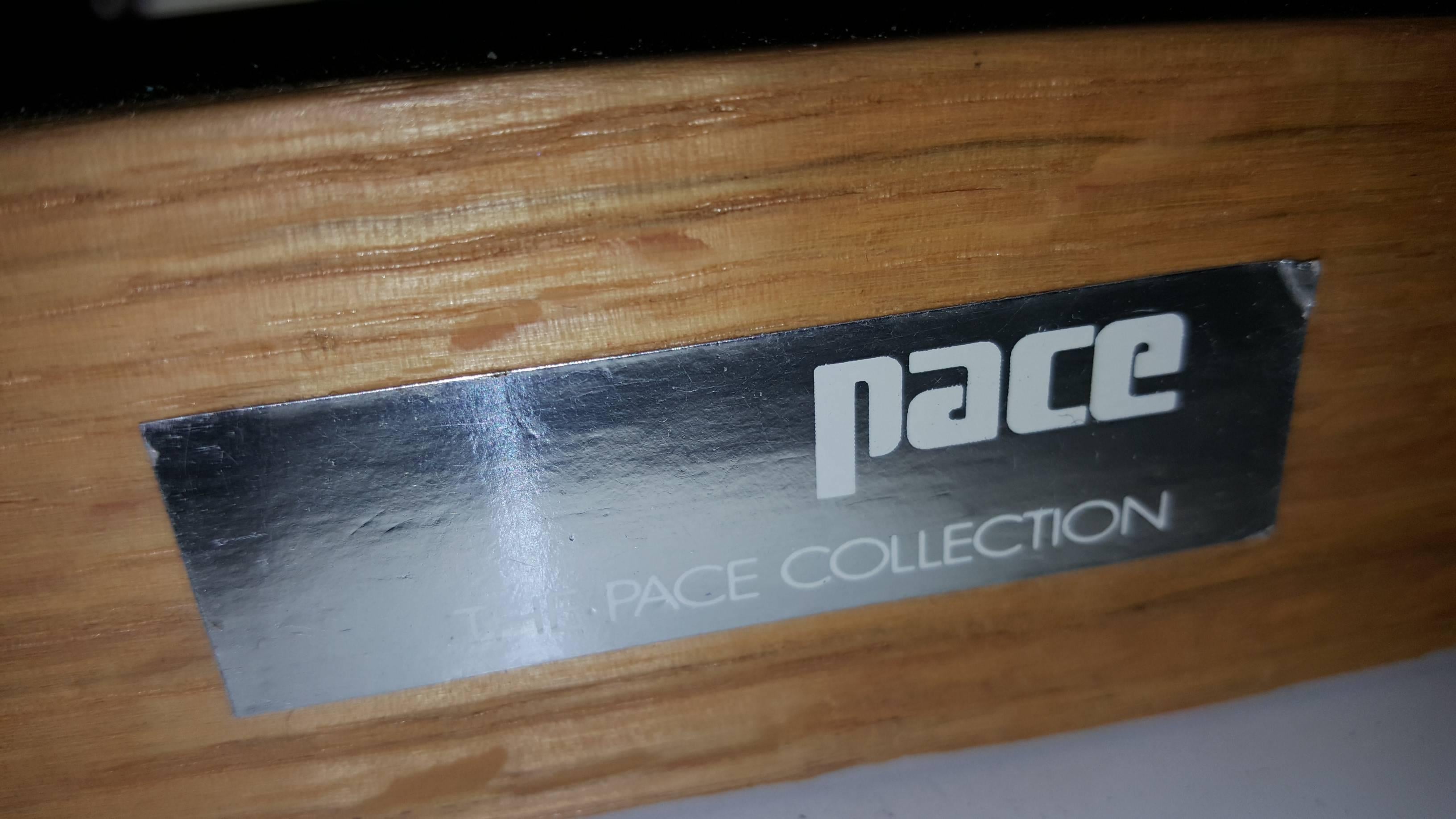 Pace Burl Wood and Chrome Pencil Desk Partner Desk For Sale 1