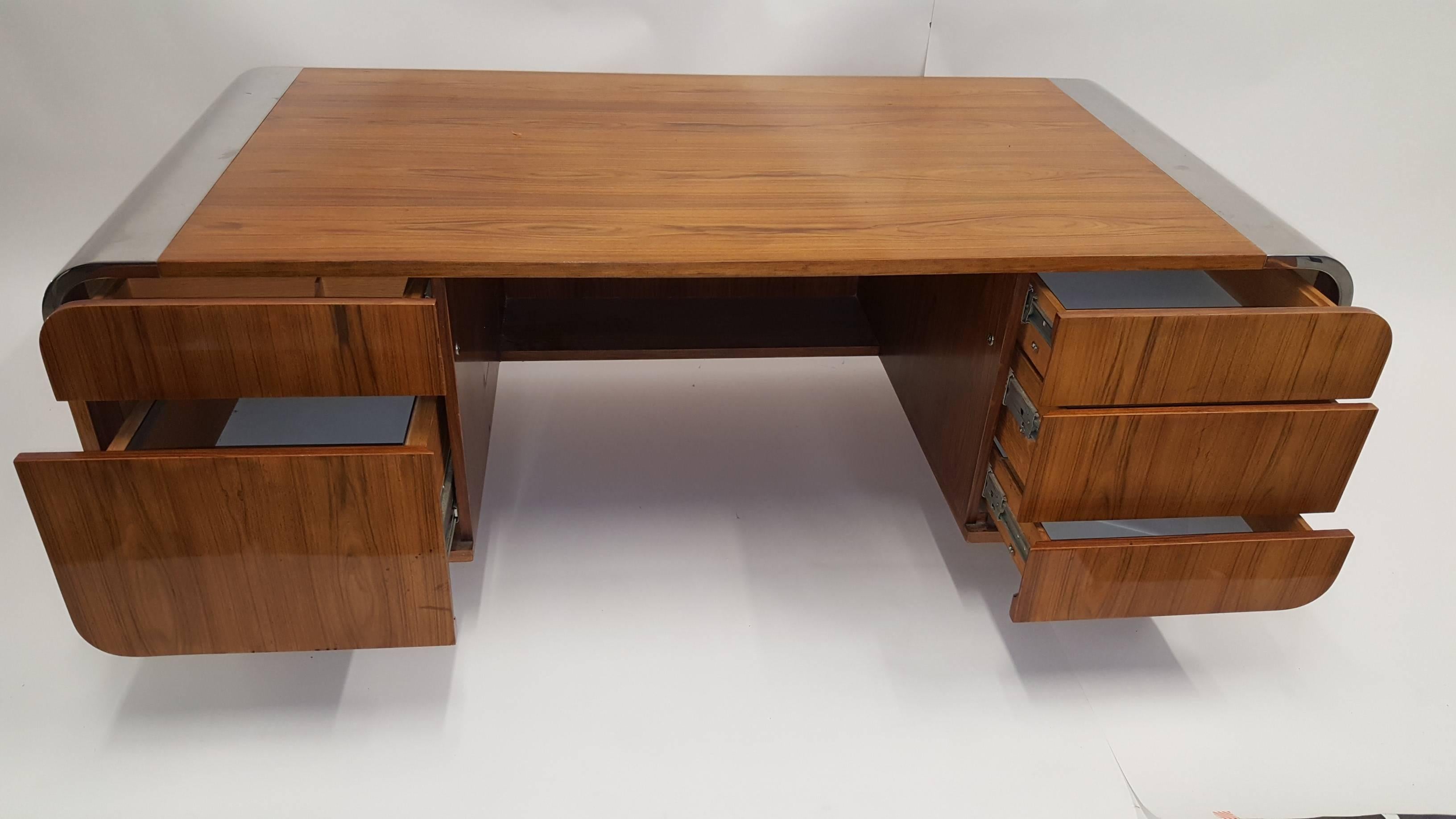 Unknown Leon Rosen Walnut Executive Desk by Pace