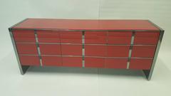 Amazing Ello Dresser with Red Painted Glass
