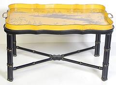 Italian Faux Bamboo Tole Tray Top Table