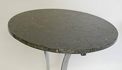 Pair of Maison Jansen Chrome and Brass Marble Top Gueridons