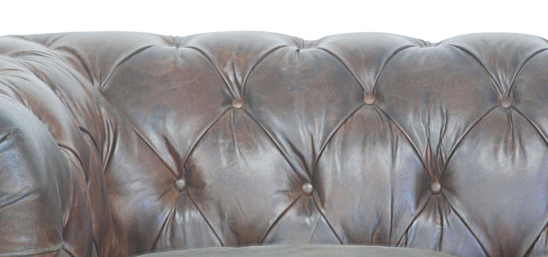 Contemporary Chesterfield Style Leather Loveseat