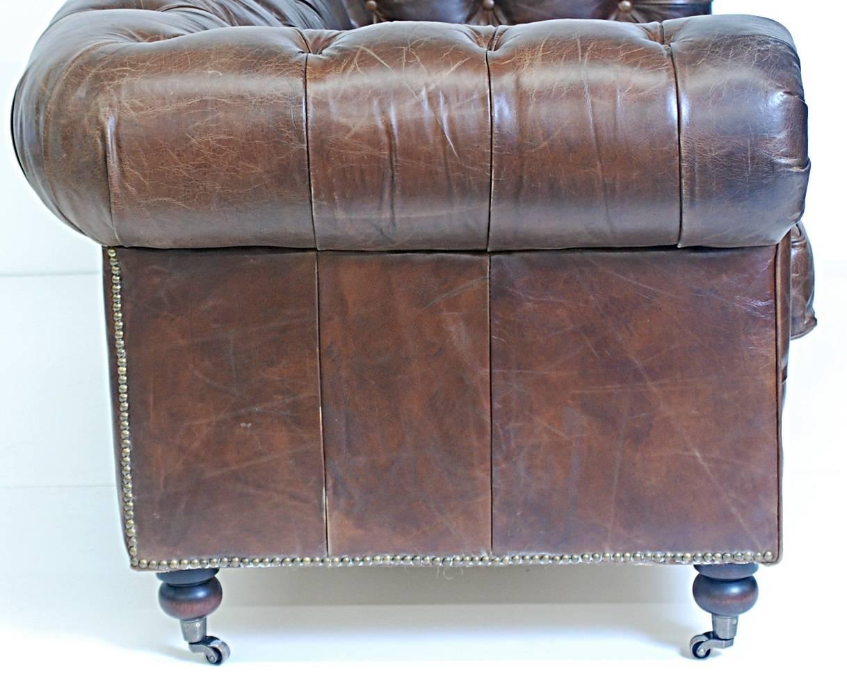 Chesterfield Style Leather Loveseat 1