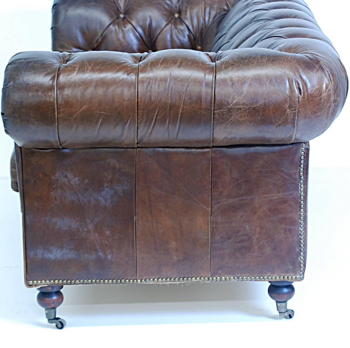 Chesterfield Style Leather Loveseat 2