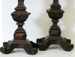 Pair of Large Italian Renaissance Style Carved Figural Pedestals