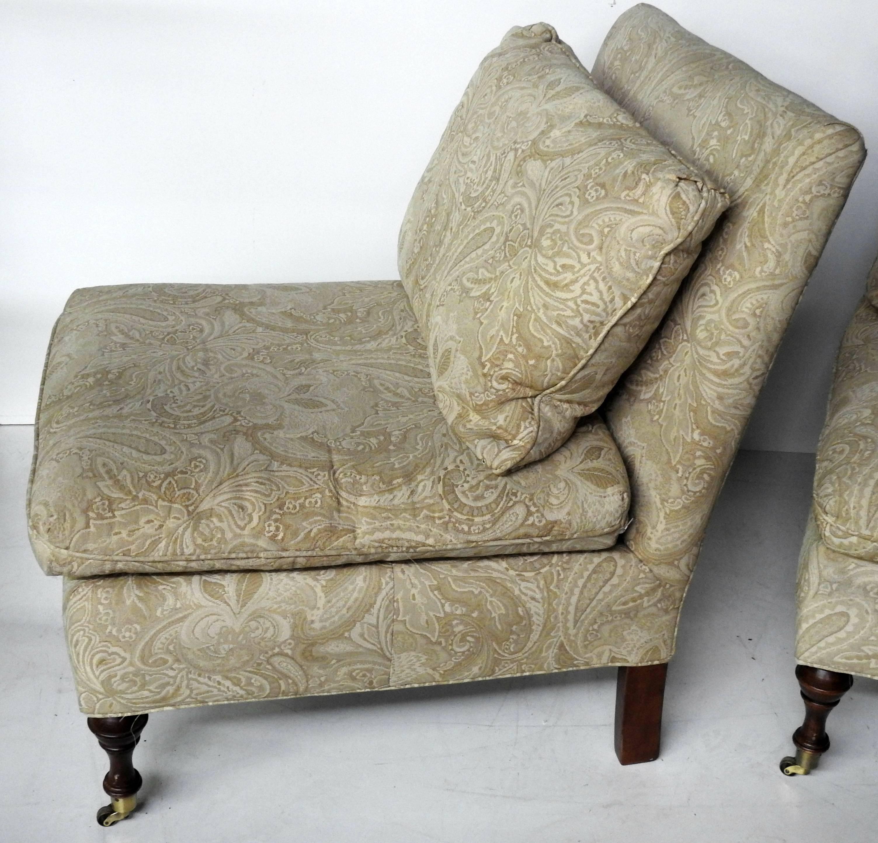Mahogany Pair of Regency Style Slipper Chairs