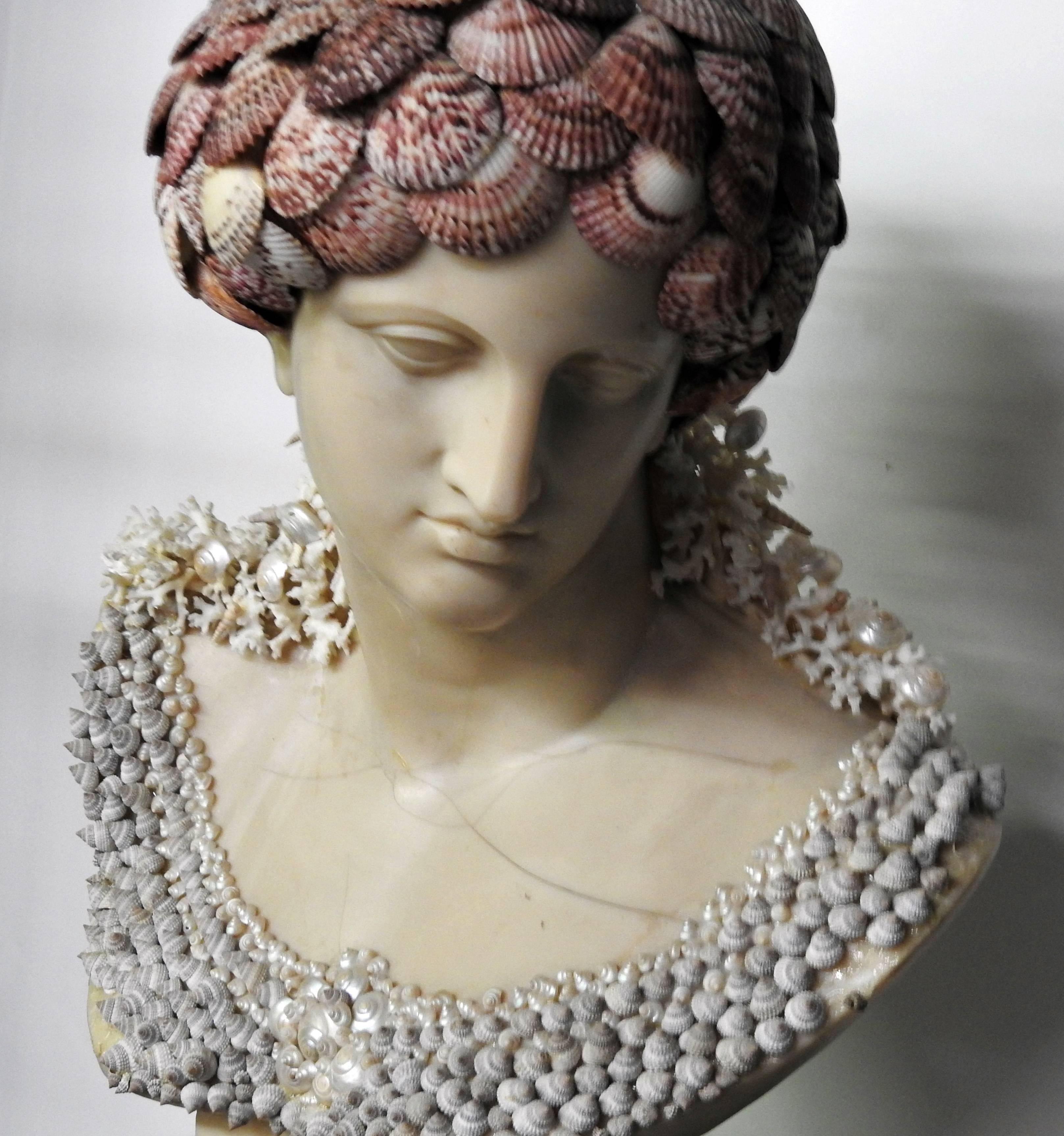 Female bust adorned with coral and sea shells attributed to Anthony Redmile.
