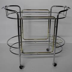 Chrome and Brass Bar Cart in the Manner of Milo Baughman