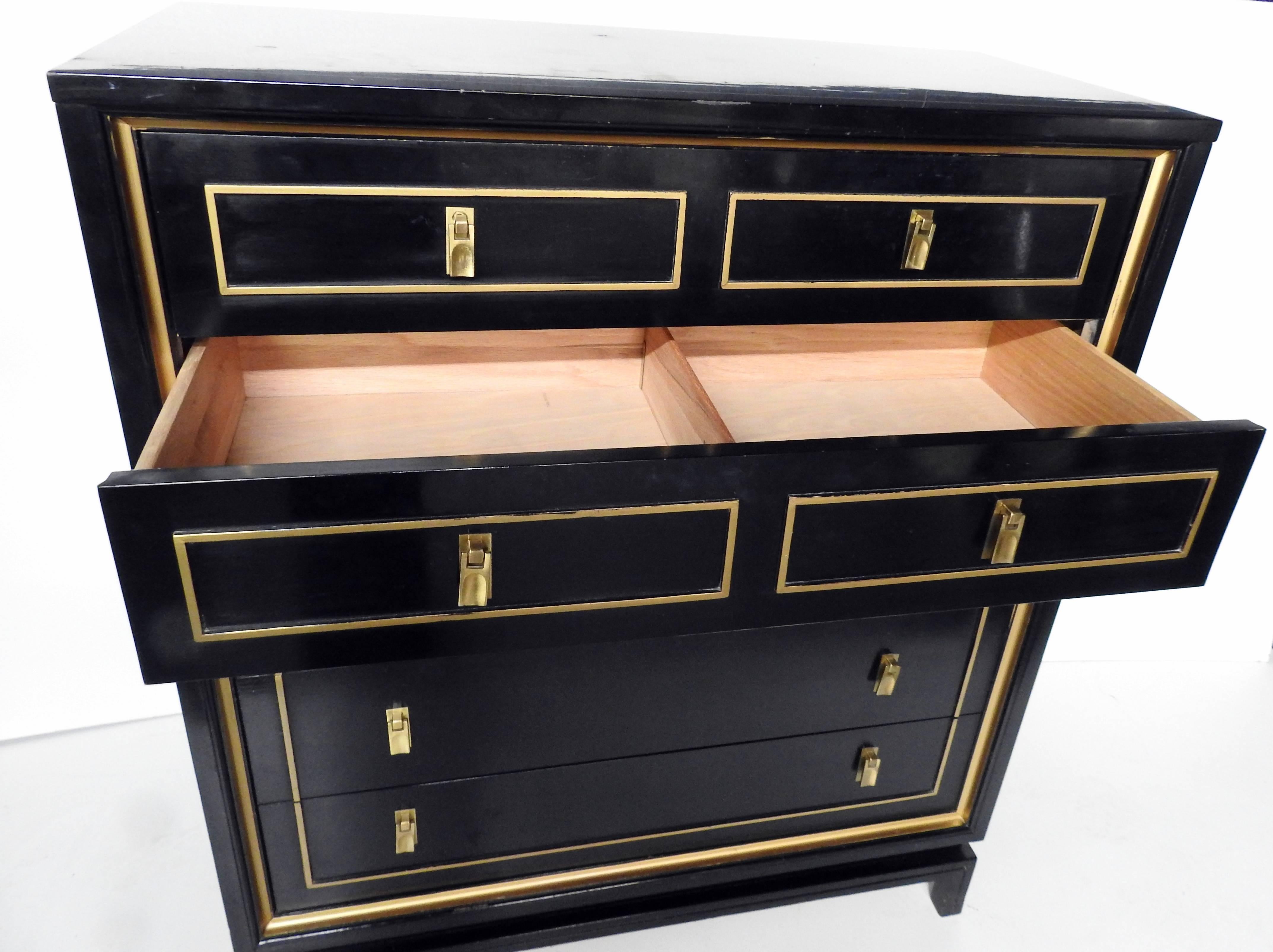 Lacquered American of Martinsville Hollywood Regency Chest of Drawers