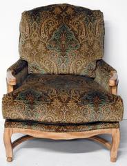 Large Country French Style Bergere and Ottoman by Hammer Collection Inc