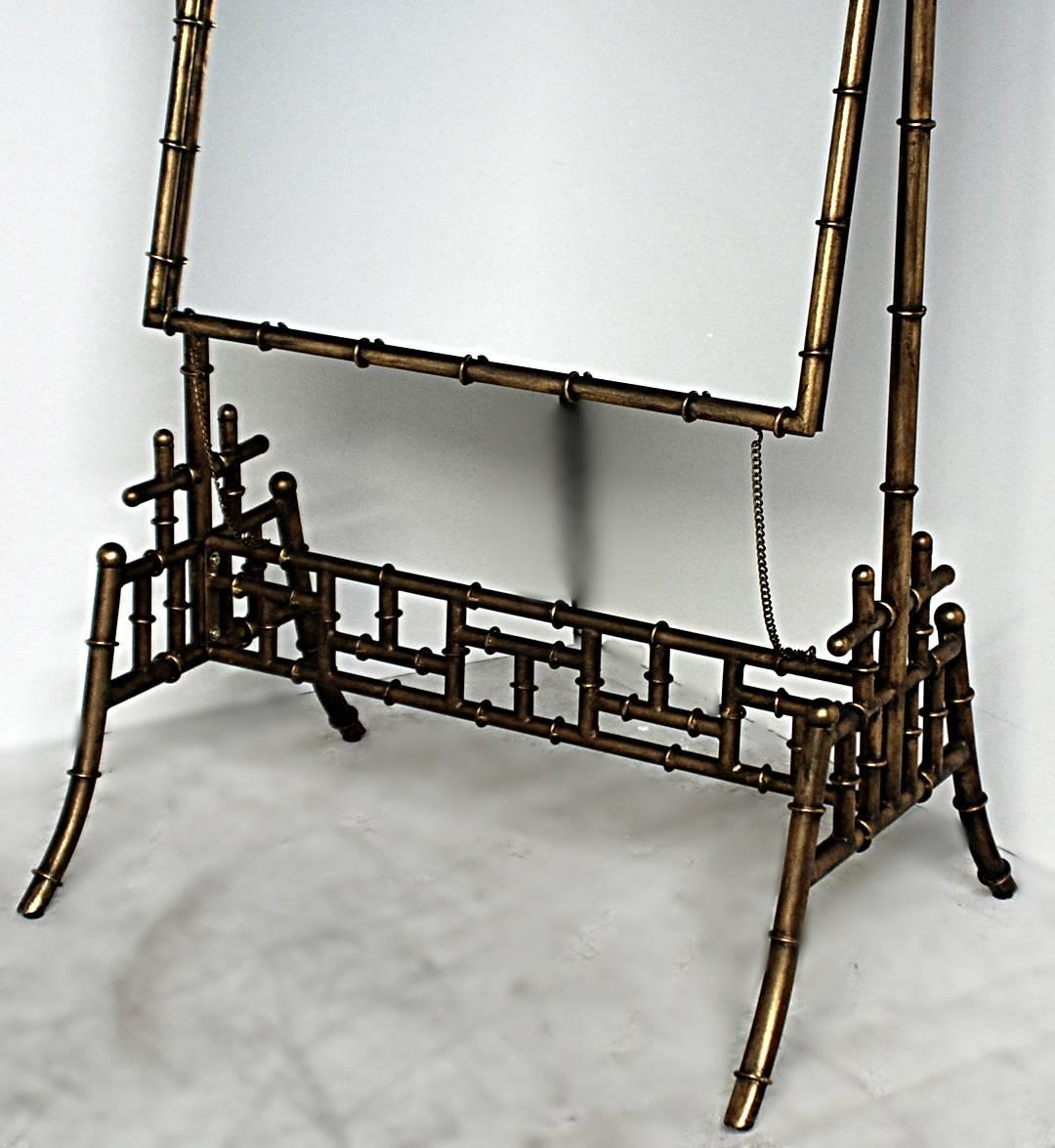 Hollywood Regency Style Faux Bamboo Cheval Mirror In Good Condition For Sale In Philadelphia, PA