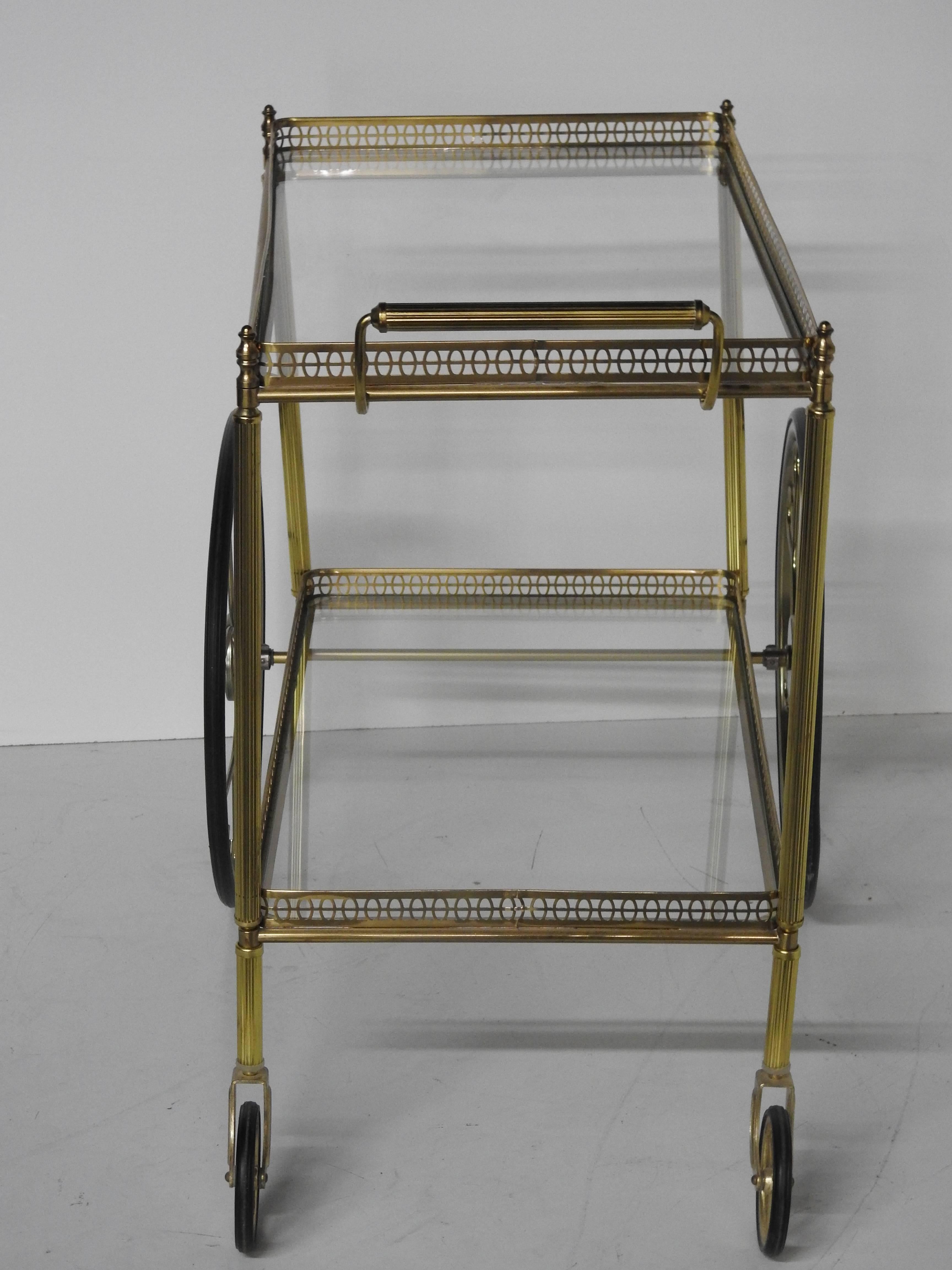 Brass French Modern Design Rolling Bar Cart For Sale
