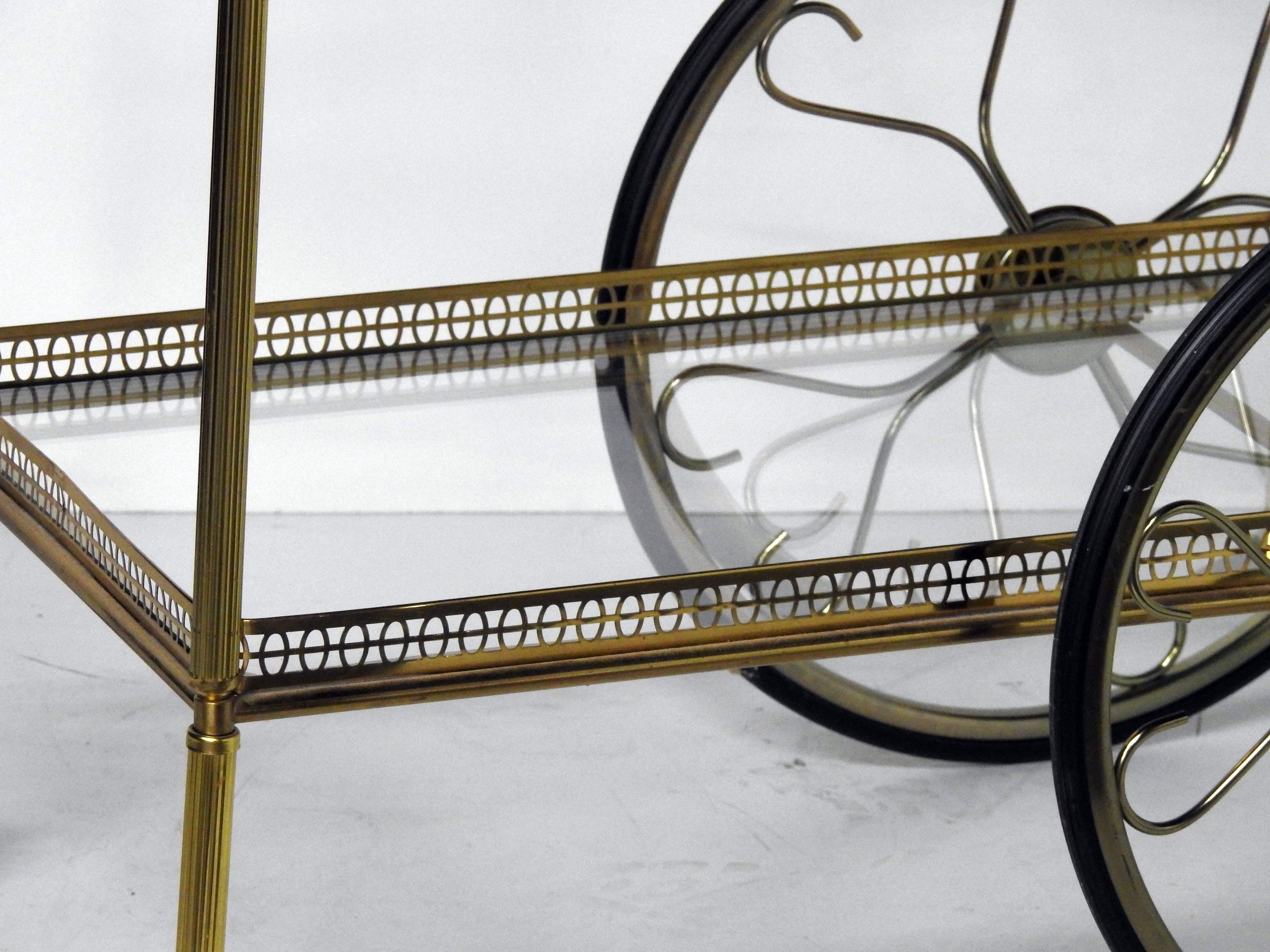 French Modern Design Rolling Bar Cart In Good Condition For Sale In Philadelphia, PA