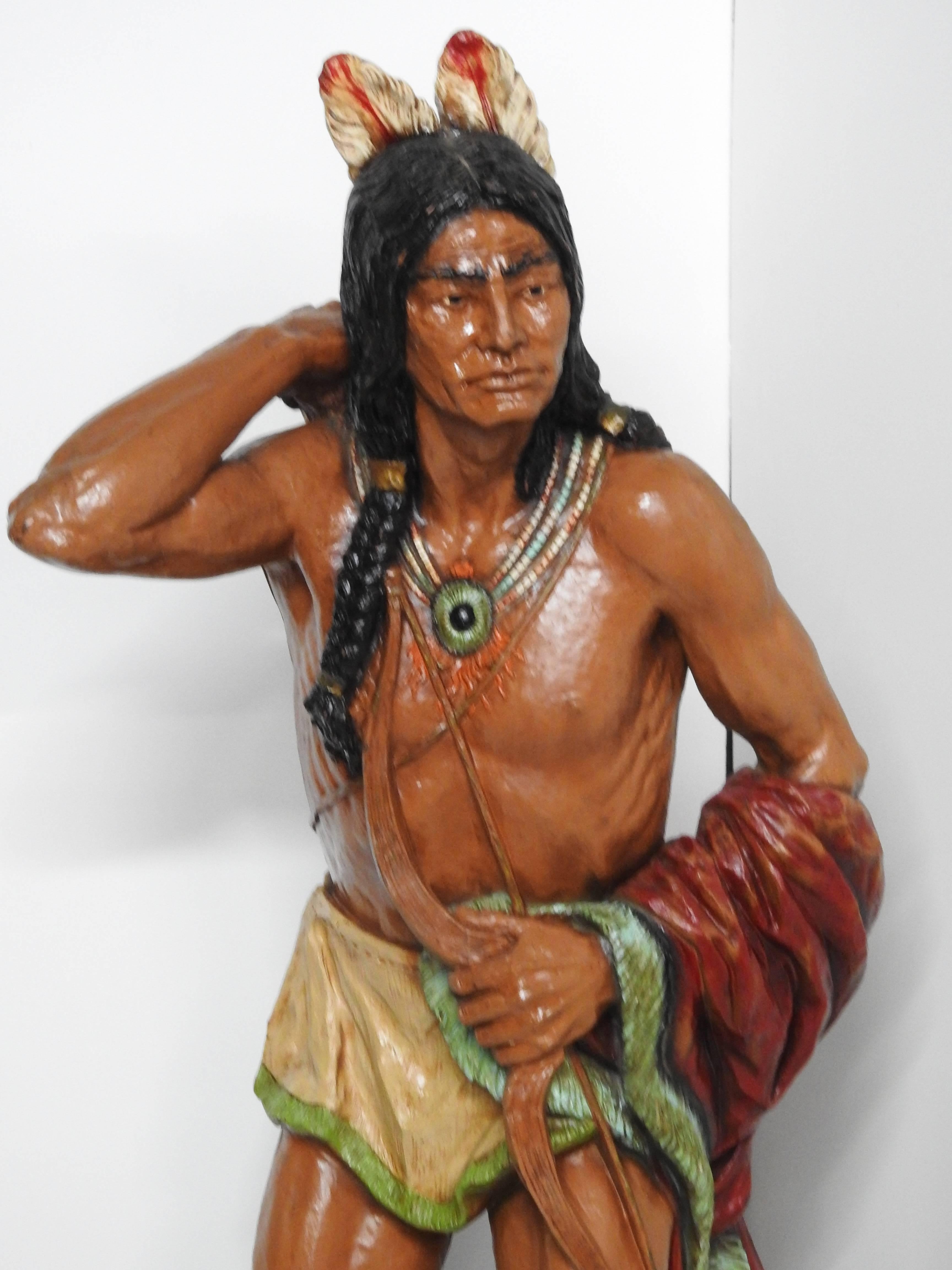Modern Fiberglass Cigar Store Indian Sculpture For Sale