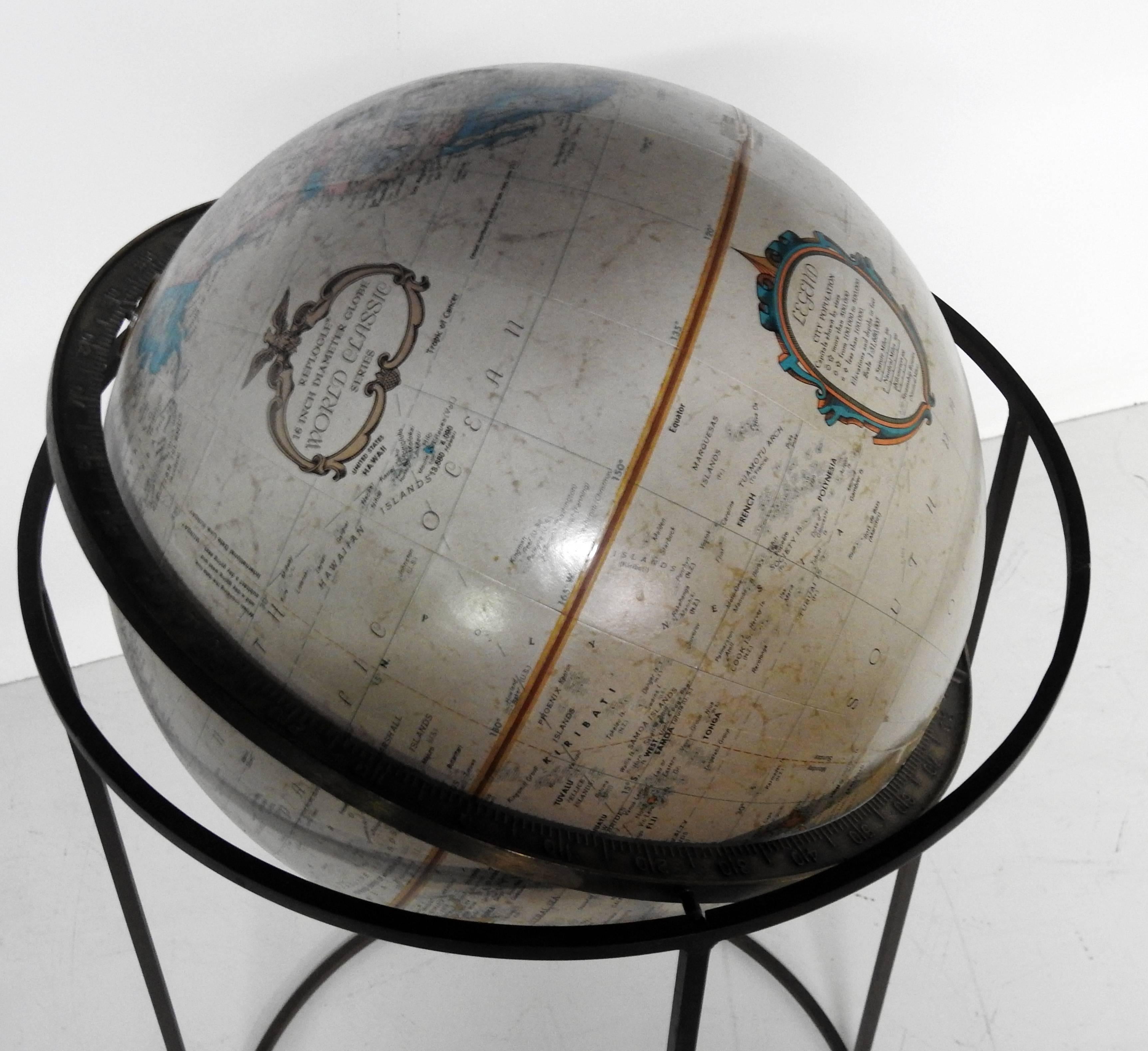 Replogle 16 inch diameter World Classic series globe attributed to Paul McCobb.