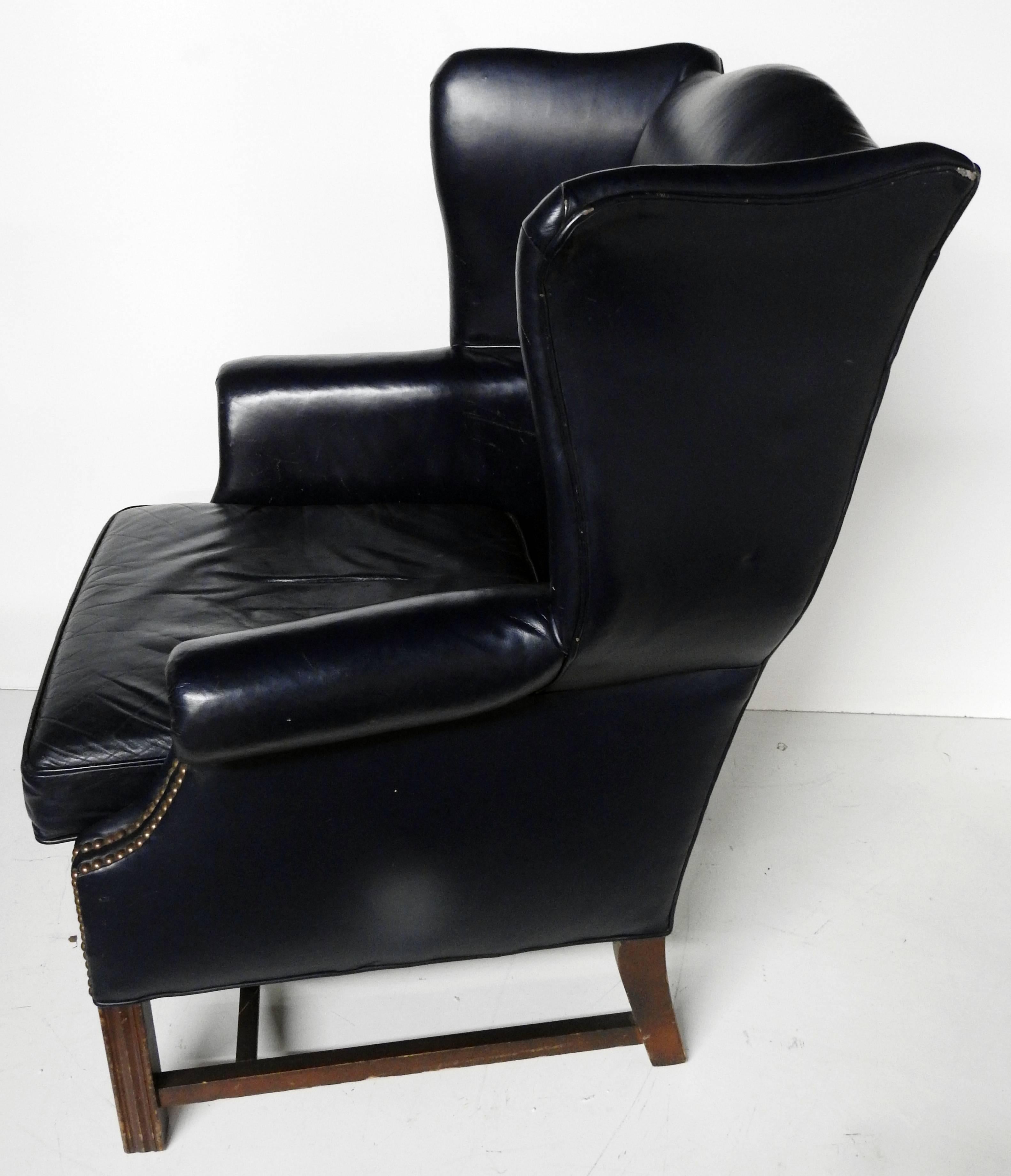 American Georgian Style Wing Chair by Leathercraft