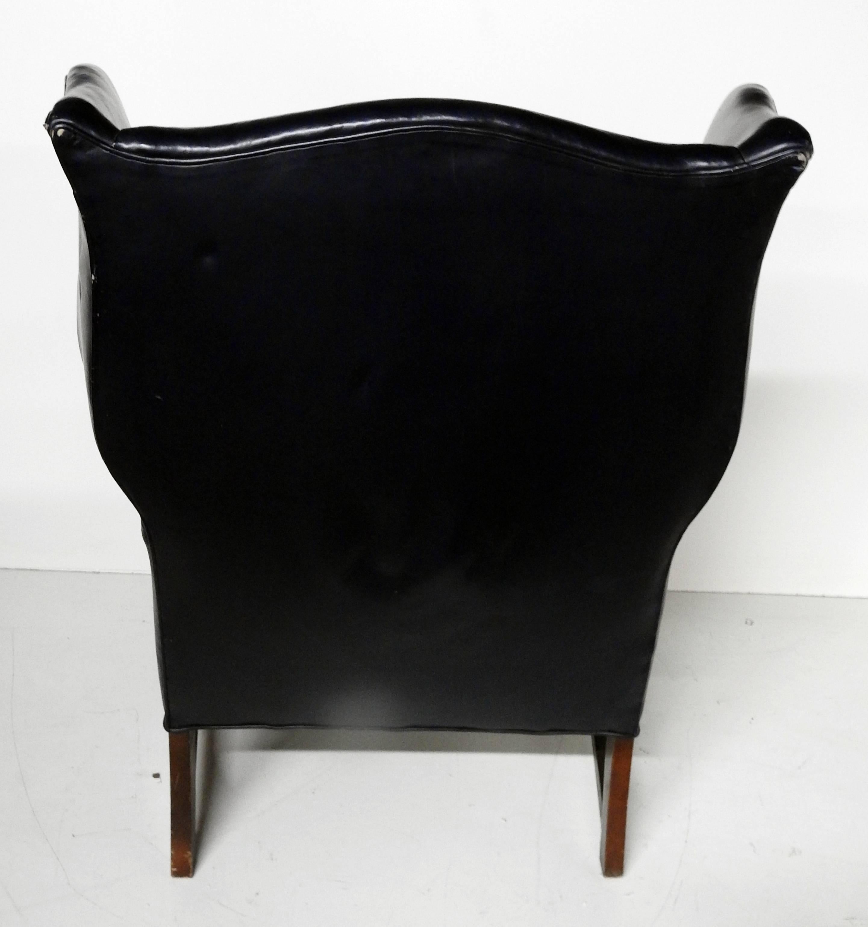 Late 20th Century Georgian Style Wing Chair by Leathercraft