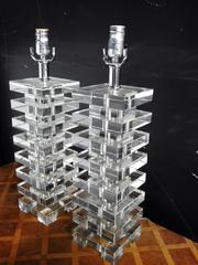 Pair of Mid-Century Modern Glass Block Lamps