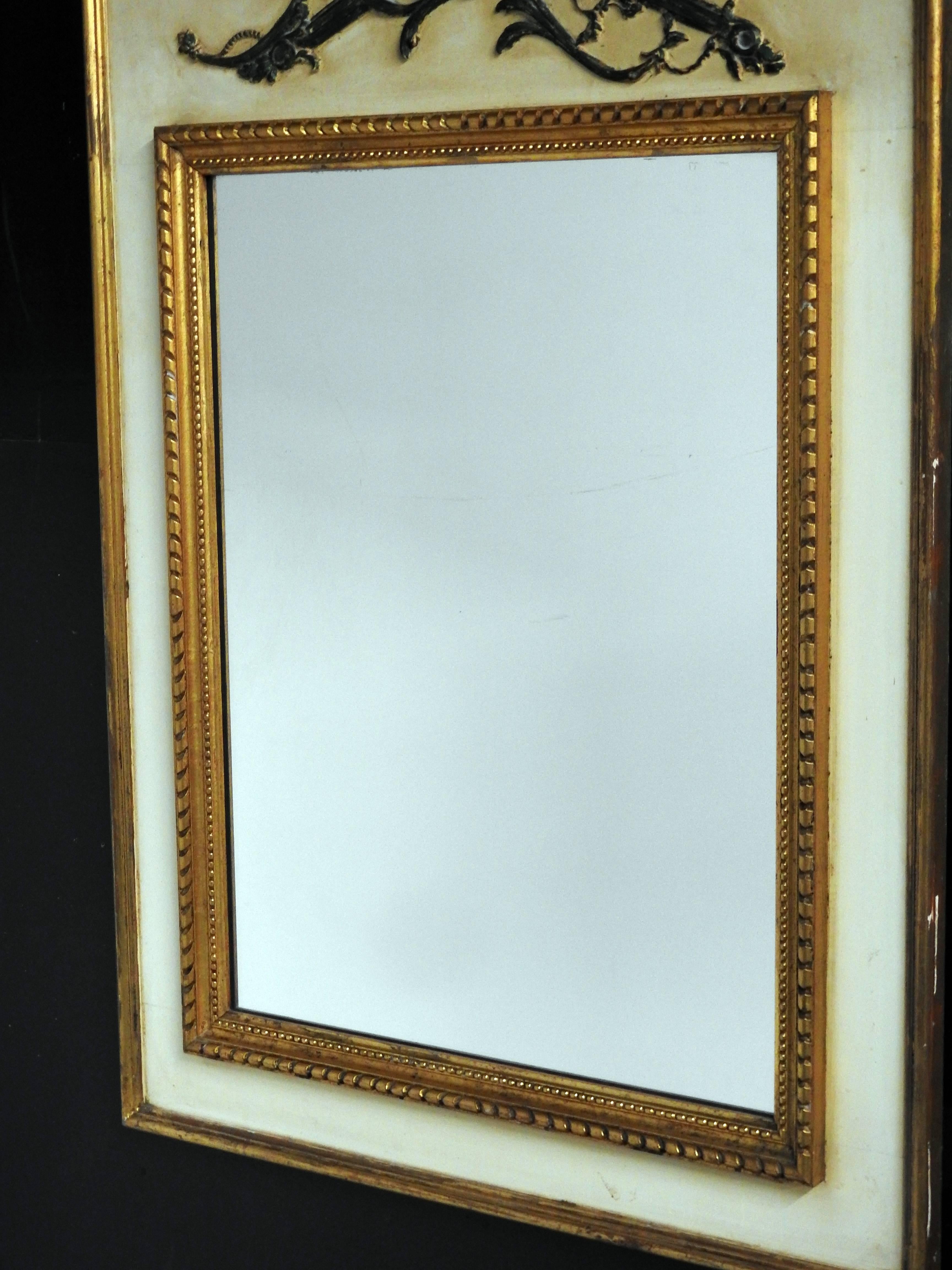 Painted Palladio Italian Louis XVI Style Trumeau Mirror For Sale