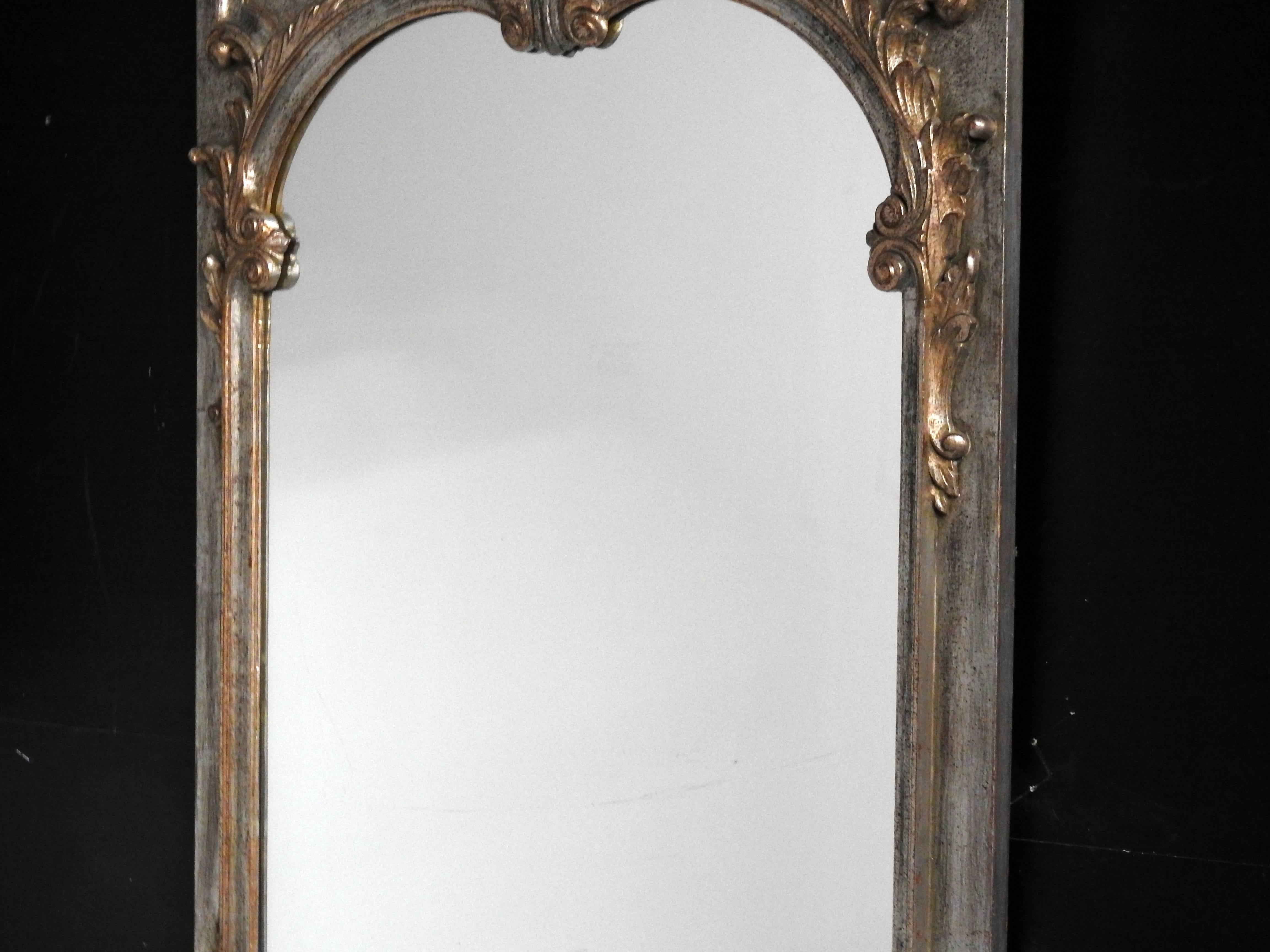 Louis XV style carved panel trumeau mirror.  Made in Italy, marked on back.