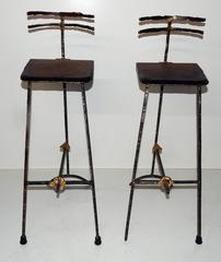 Pair of Giacometti Style Bar Stools