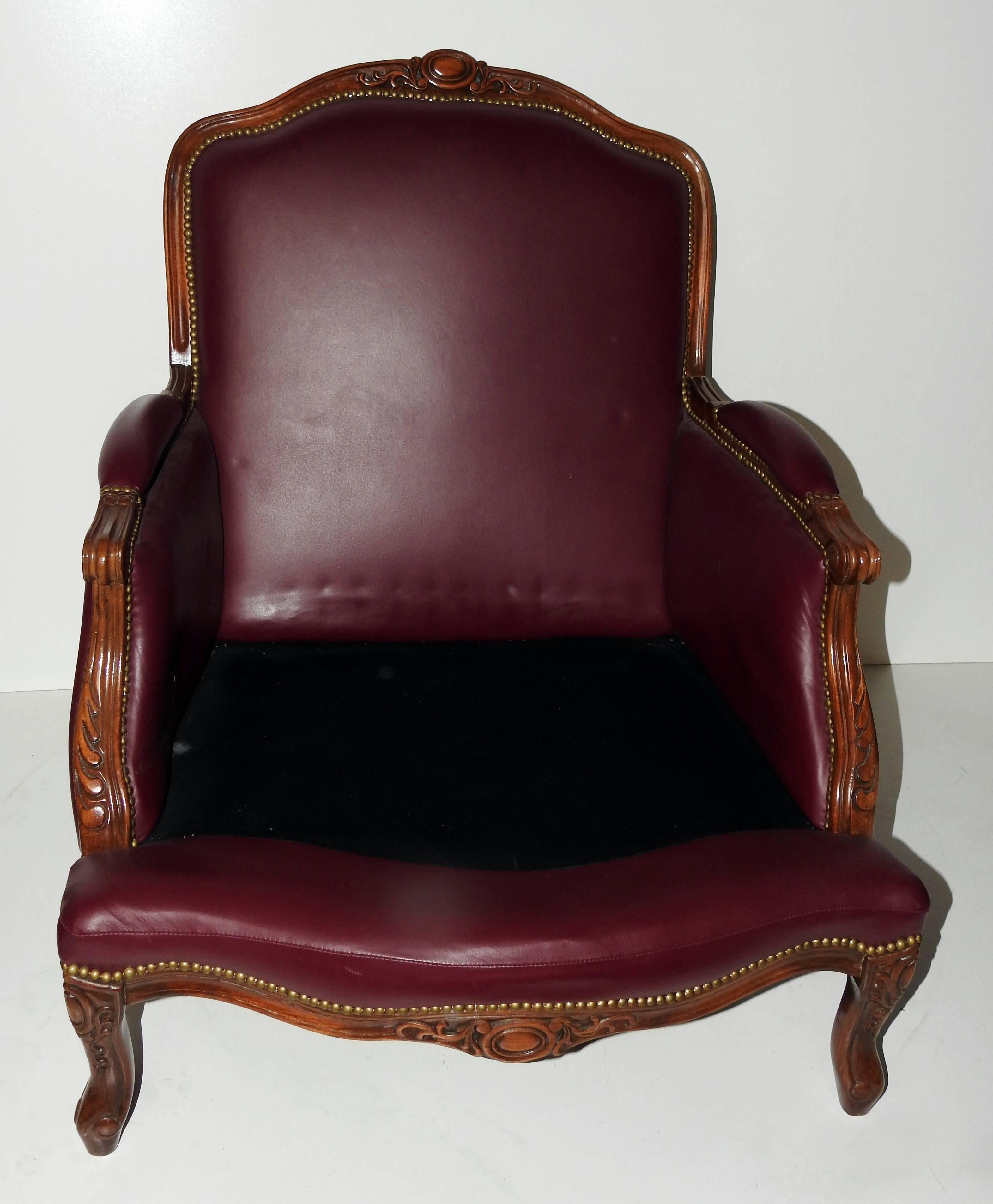 American Leather Club Chair and Ottoman by Baker