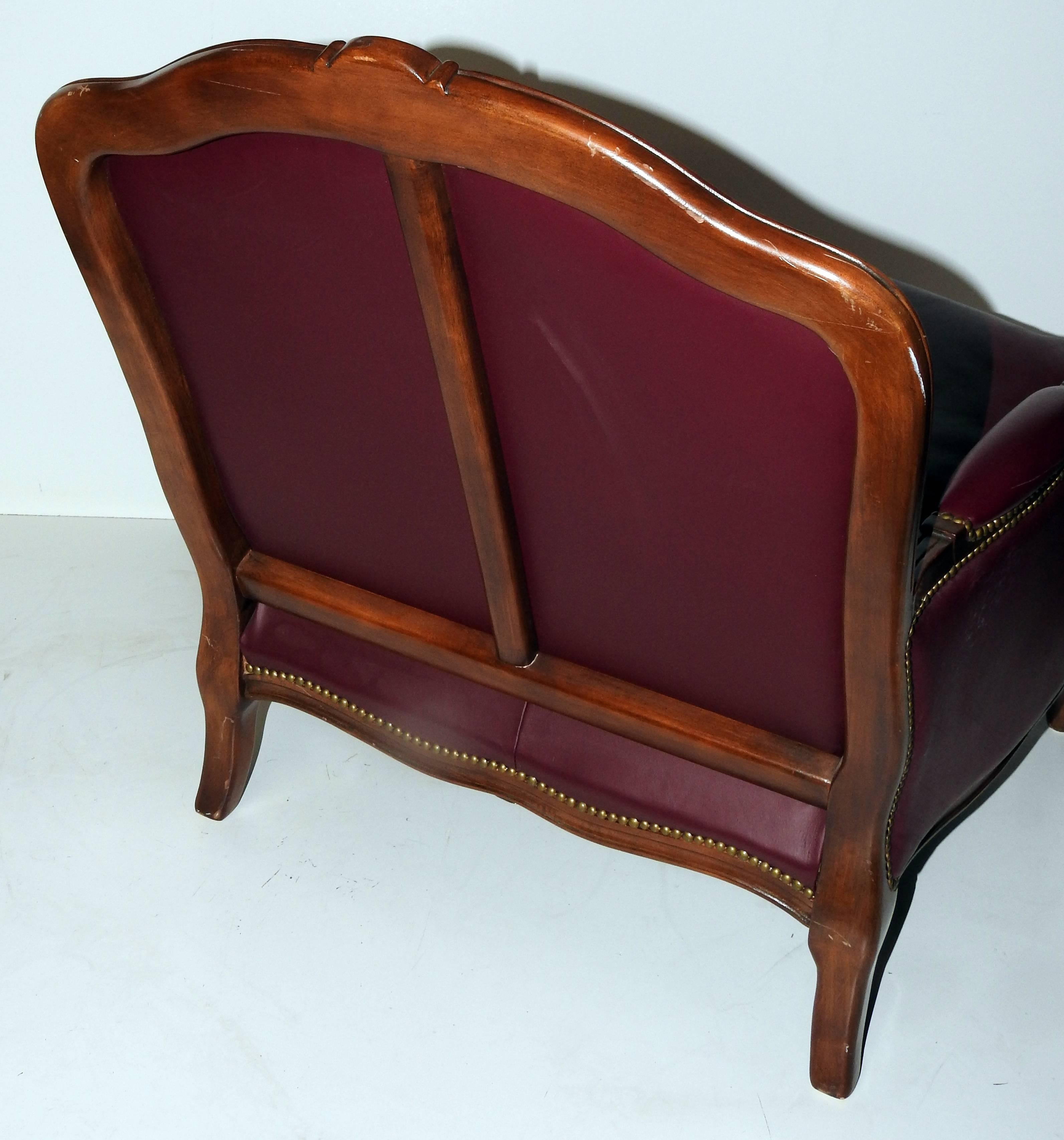 Late 20th Century Leather Club Chair and Ottoman by Baker