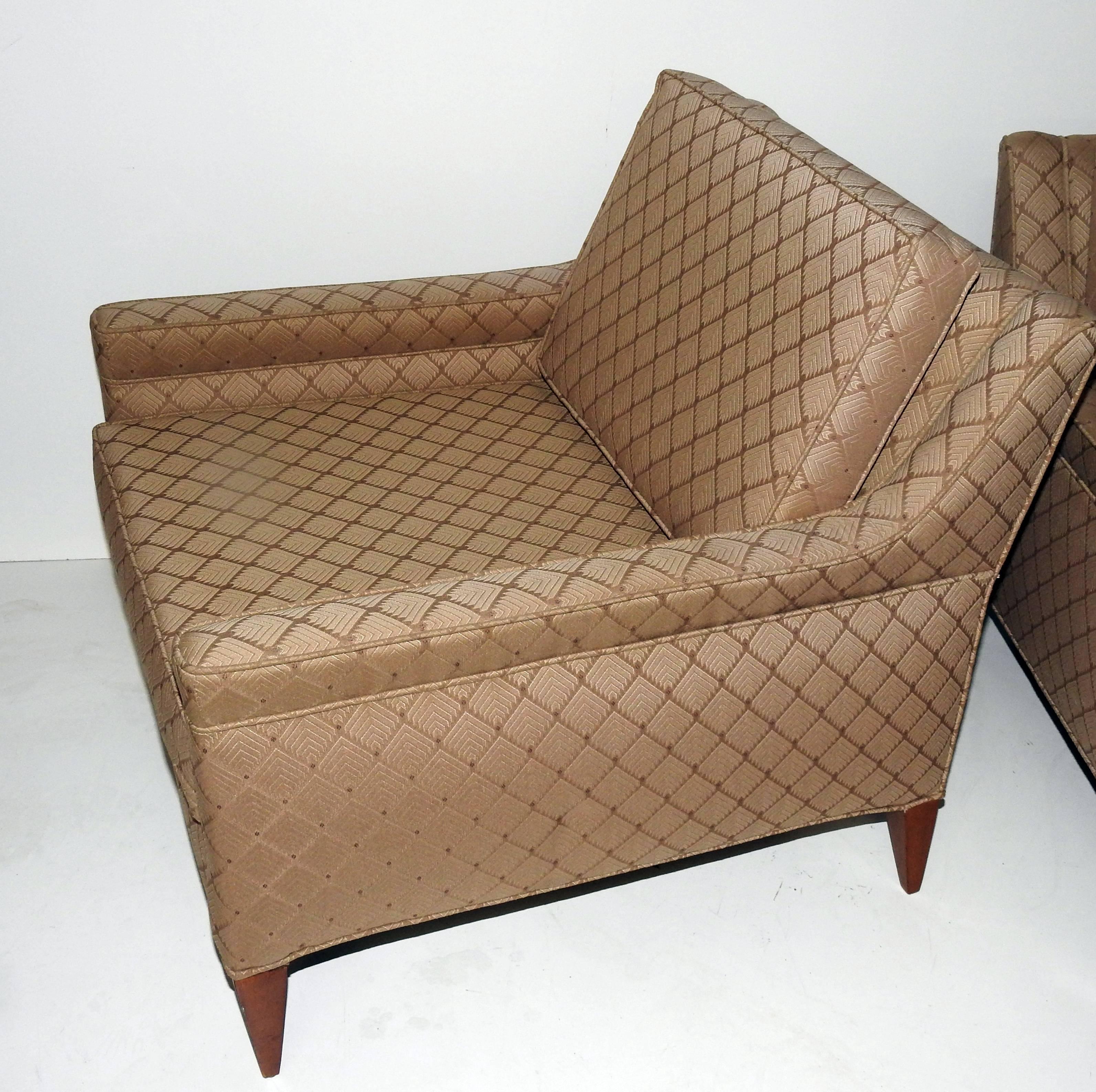 American Pair of Mid-Century Modern Club Chairs by Dunbar For Sale