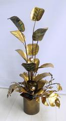 Sculptural Gilded Leaf Lamp Attributed Duval-Brasseur