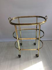 Vintage French Brass Star Drinks Trolley/Bar Cart