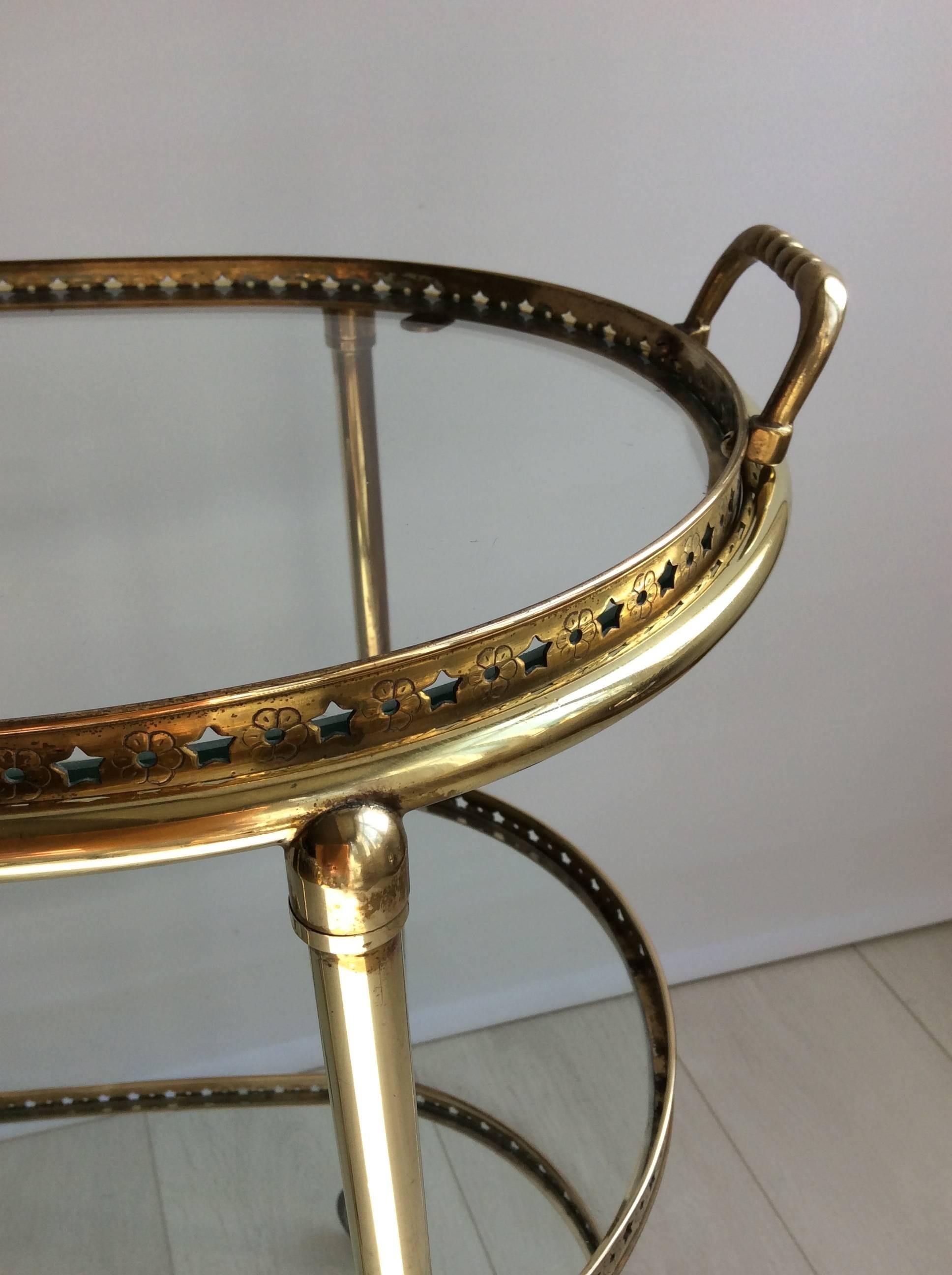 Vintage French Brass Star Drinks Trolley/Bar Cart In Good Condition In West Sussex, GB