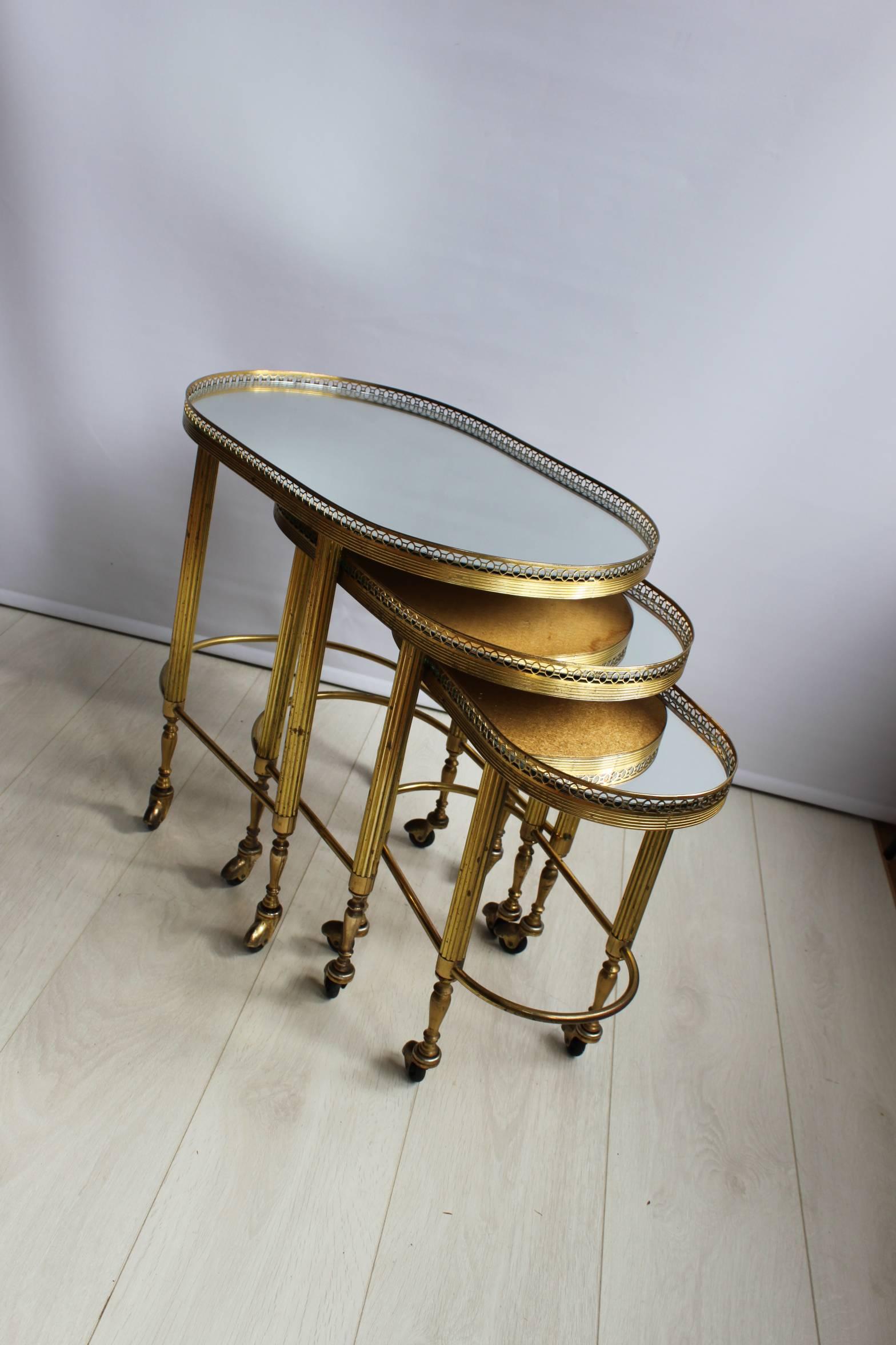 20th Century Nest of Brass French Trolleys/Tables For Sale