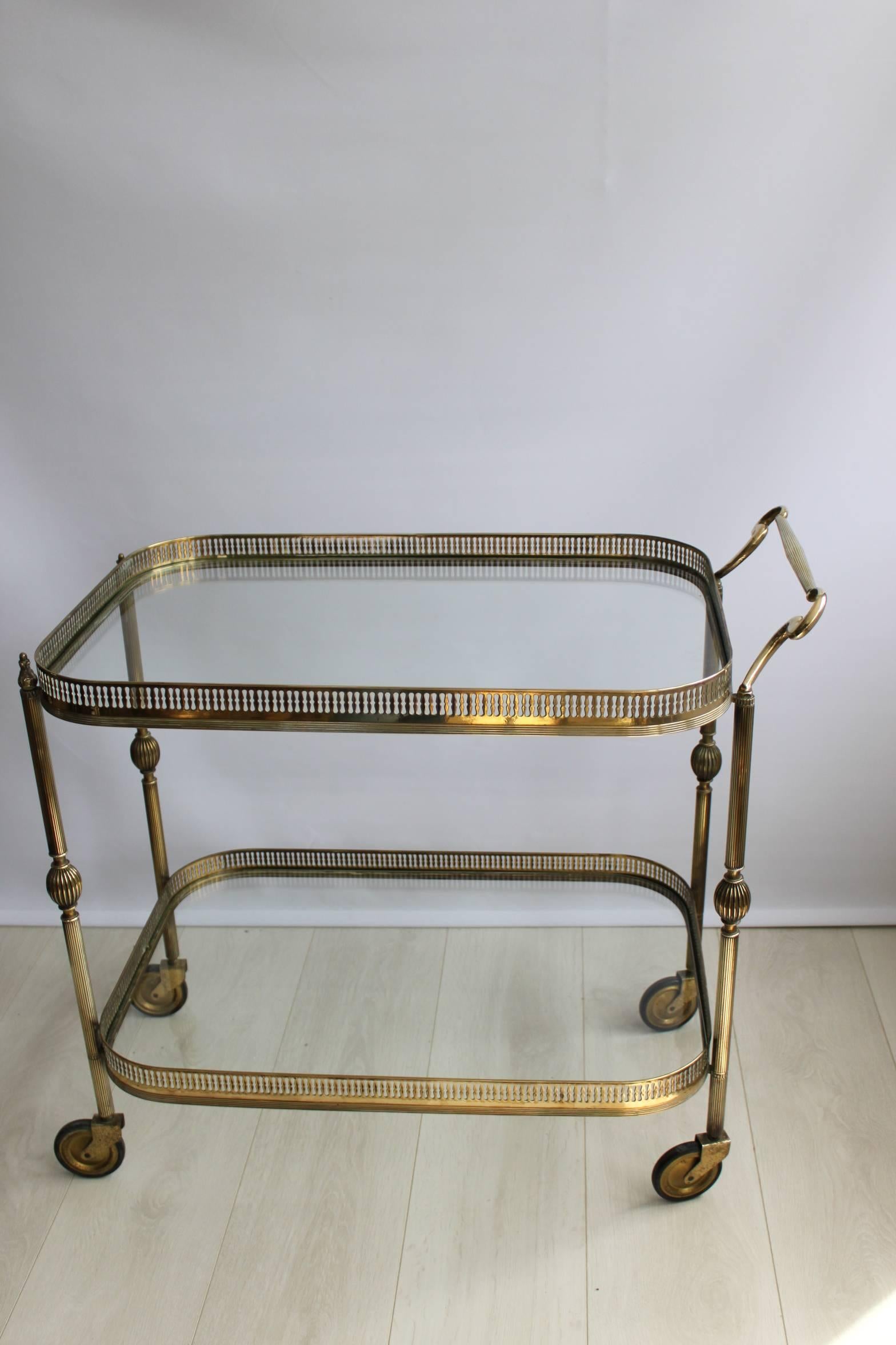 20th Century Vintage Brass French Drinks Trolley/Bar Cart